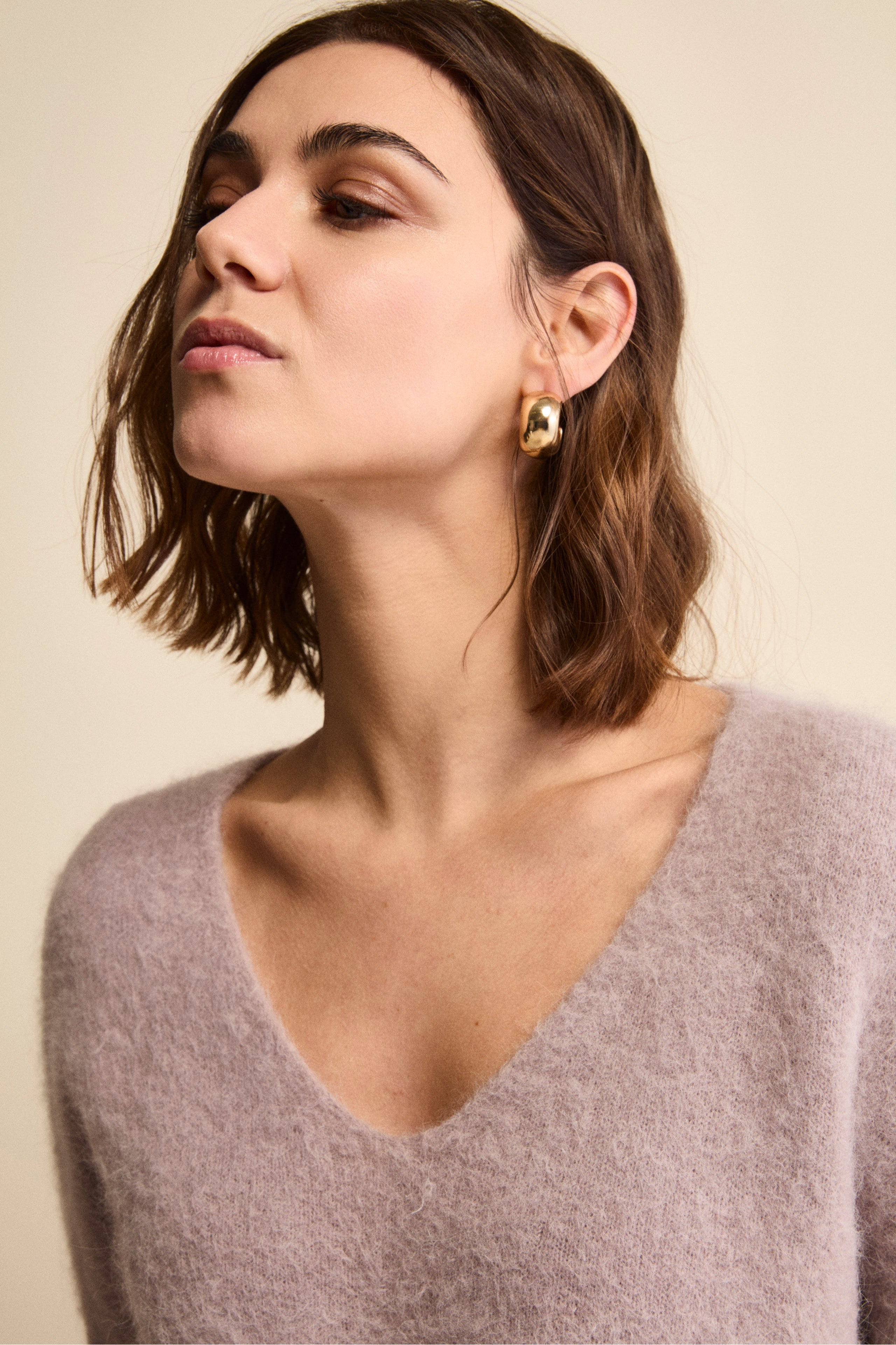 Maglia Boxy Scollo a V in Misto Alpaca - CIPRIA