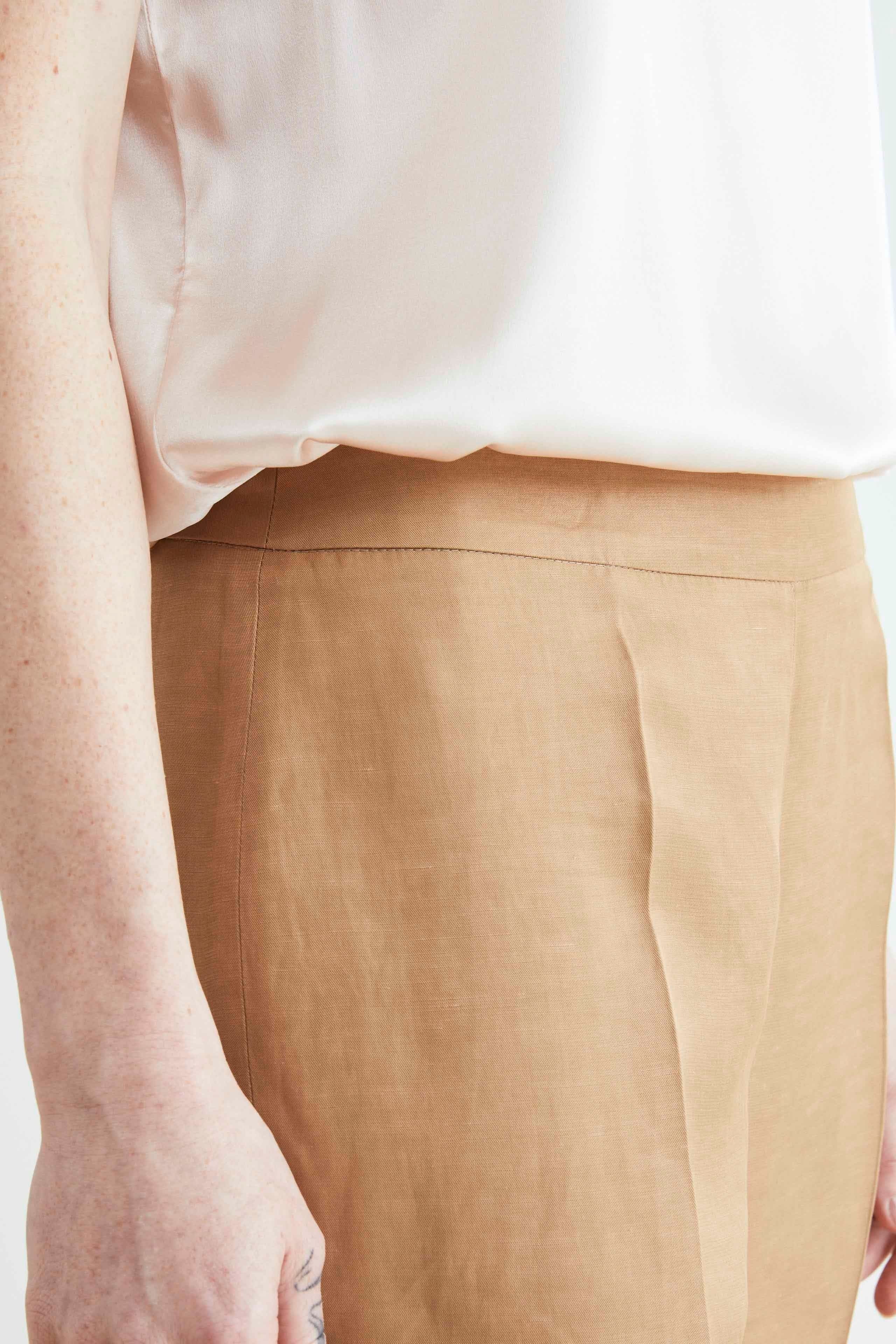 Pantaloni slim misto lino - KAKI