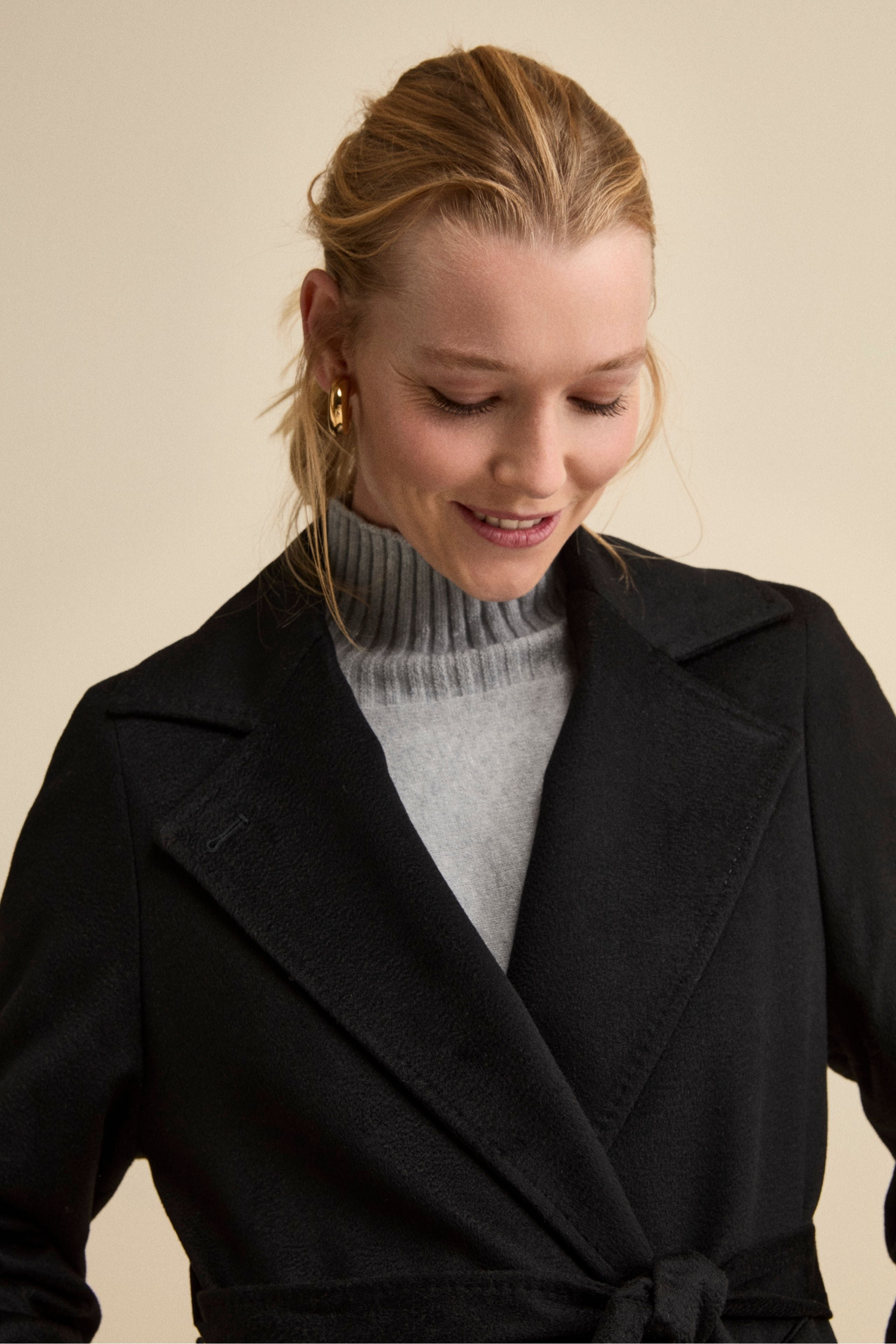 Cappotto Vestaglia Lungo in Cashmere - NERO
