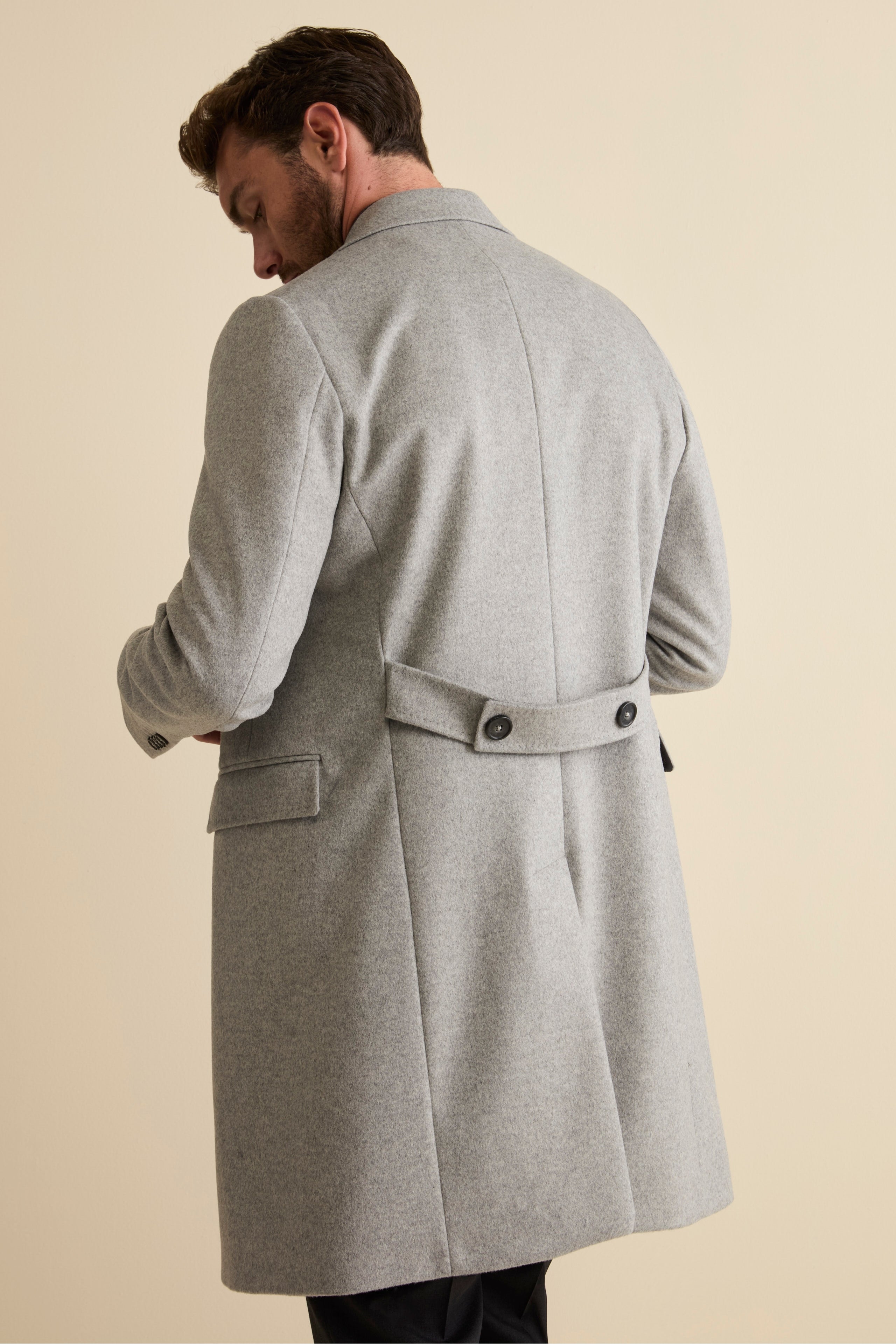Cappotto Midi Doppiopetto in Misto Lana e Cashmere con Martingala - GRIGIO CHIARO