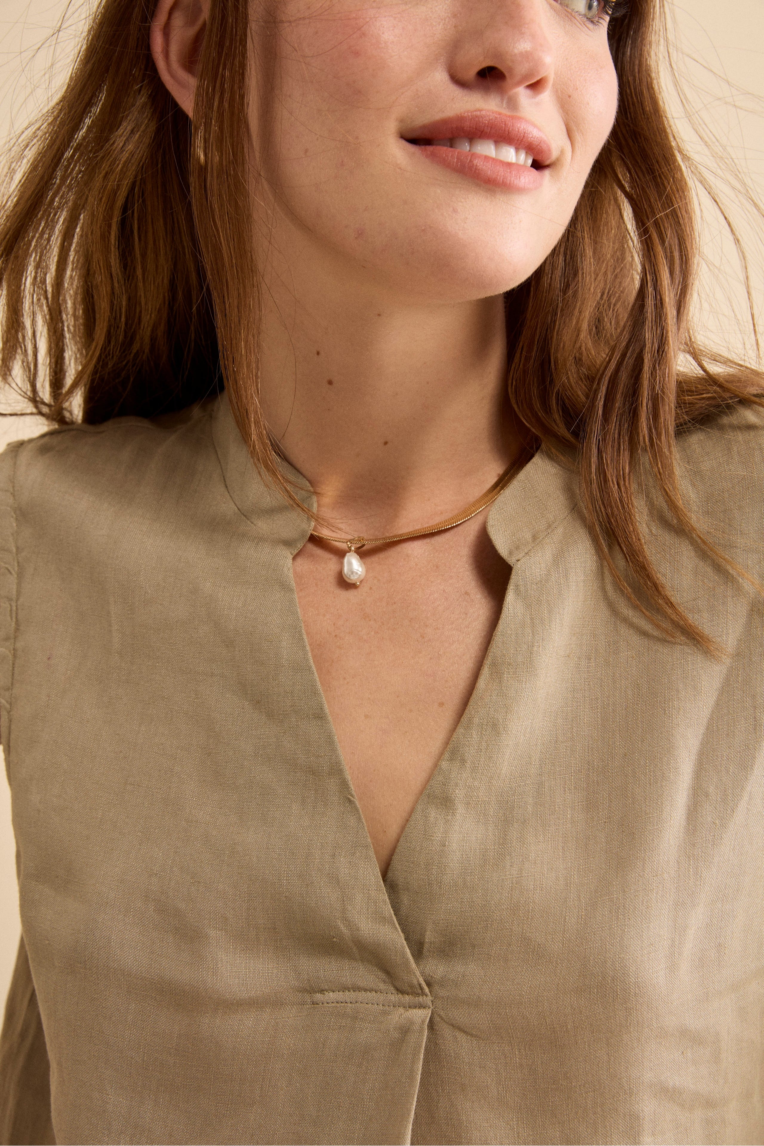 Top Incrociato in Lino con Scollo a V - TORTORA