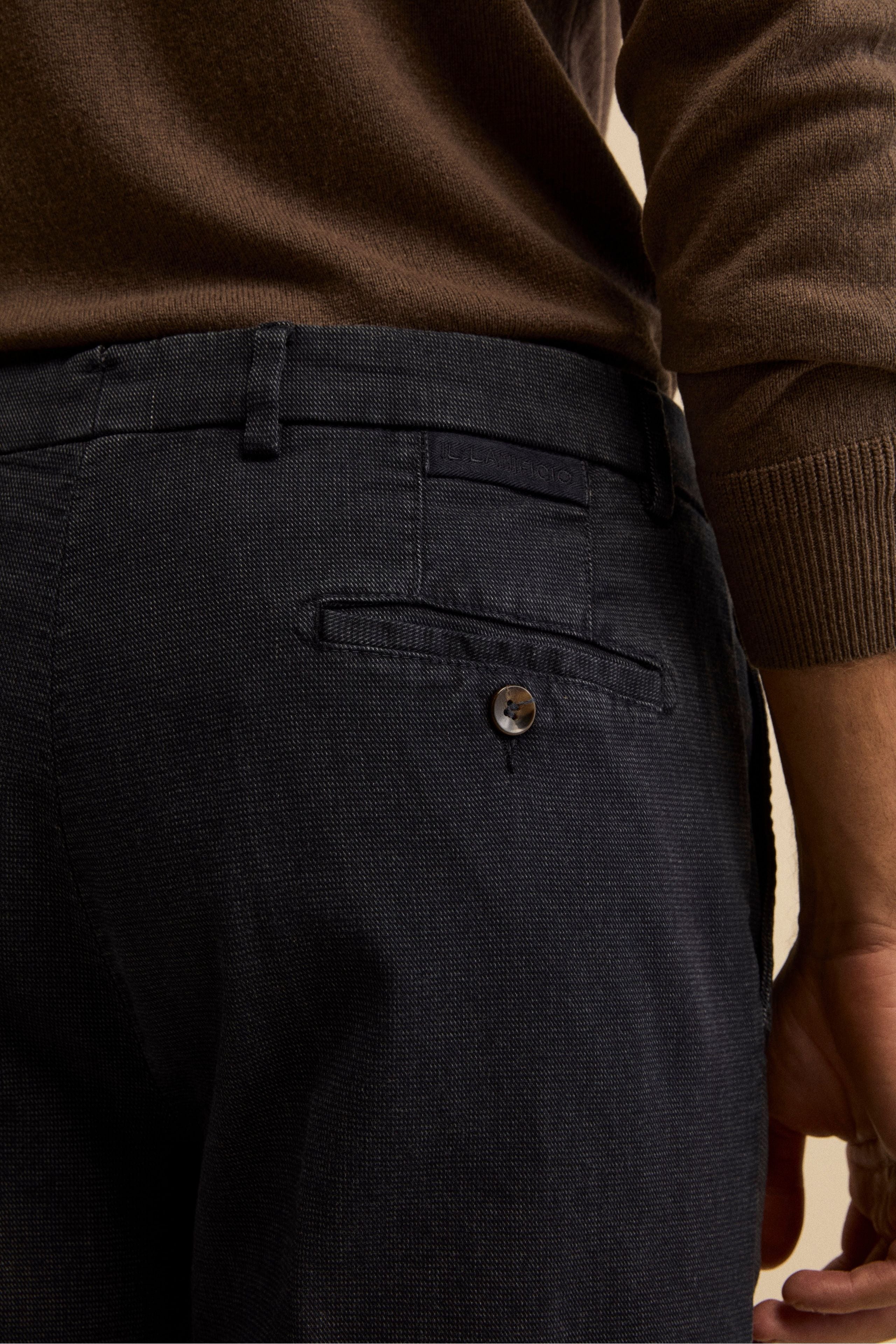 Pantalone Micropunto Regular Fit in Cotone - BLU