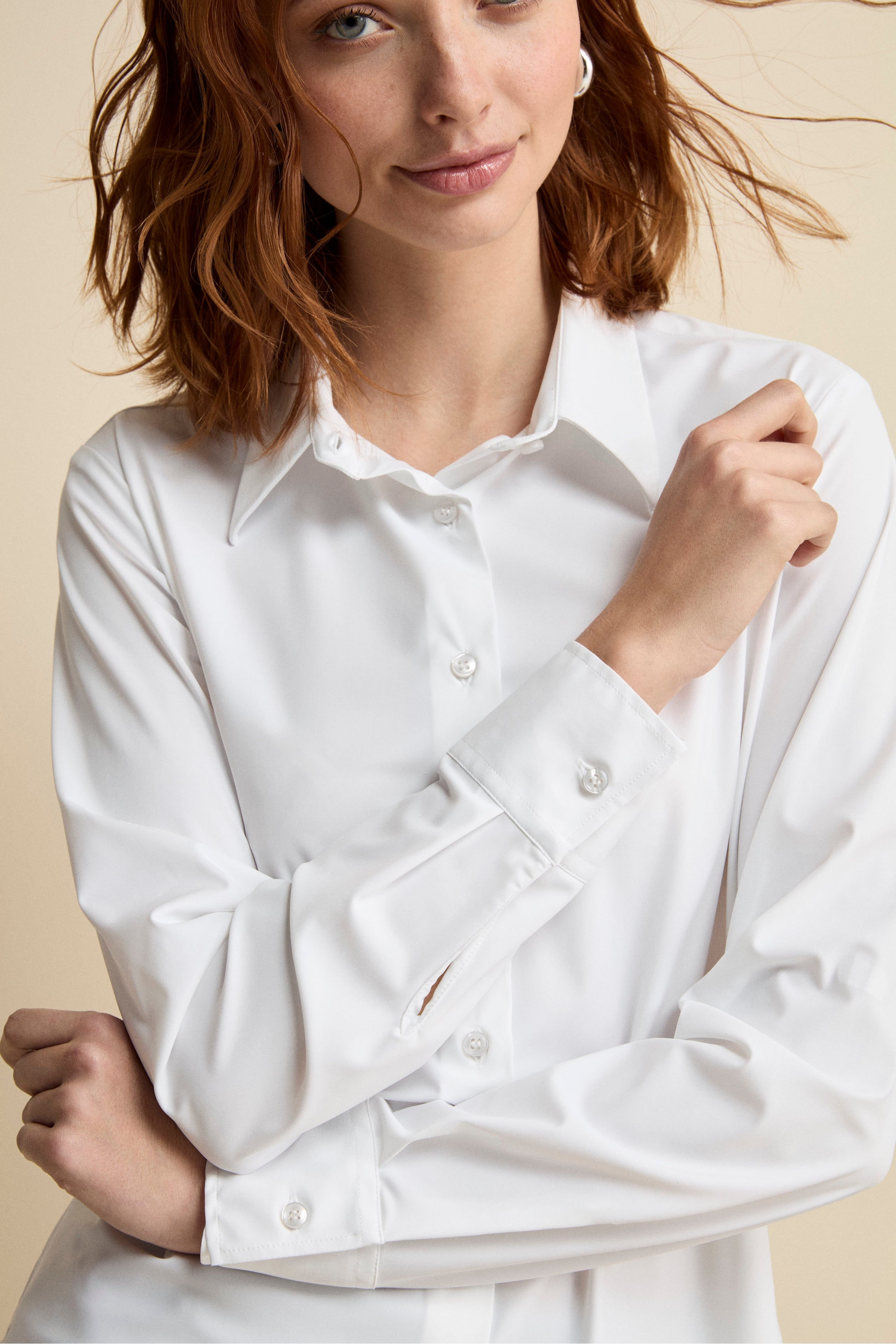 Camicia Jersey con Pinces - BIANCO