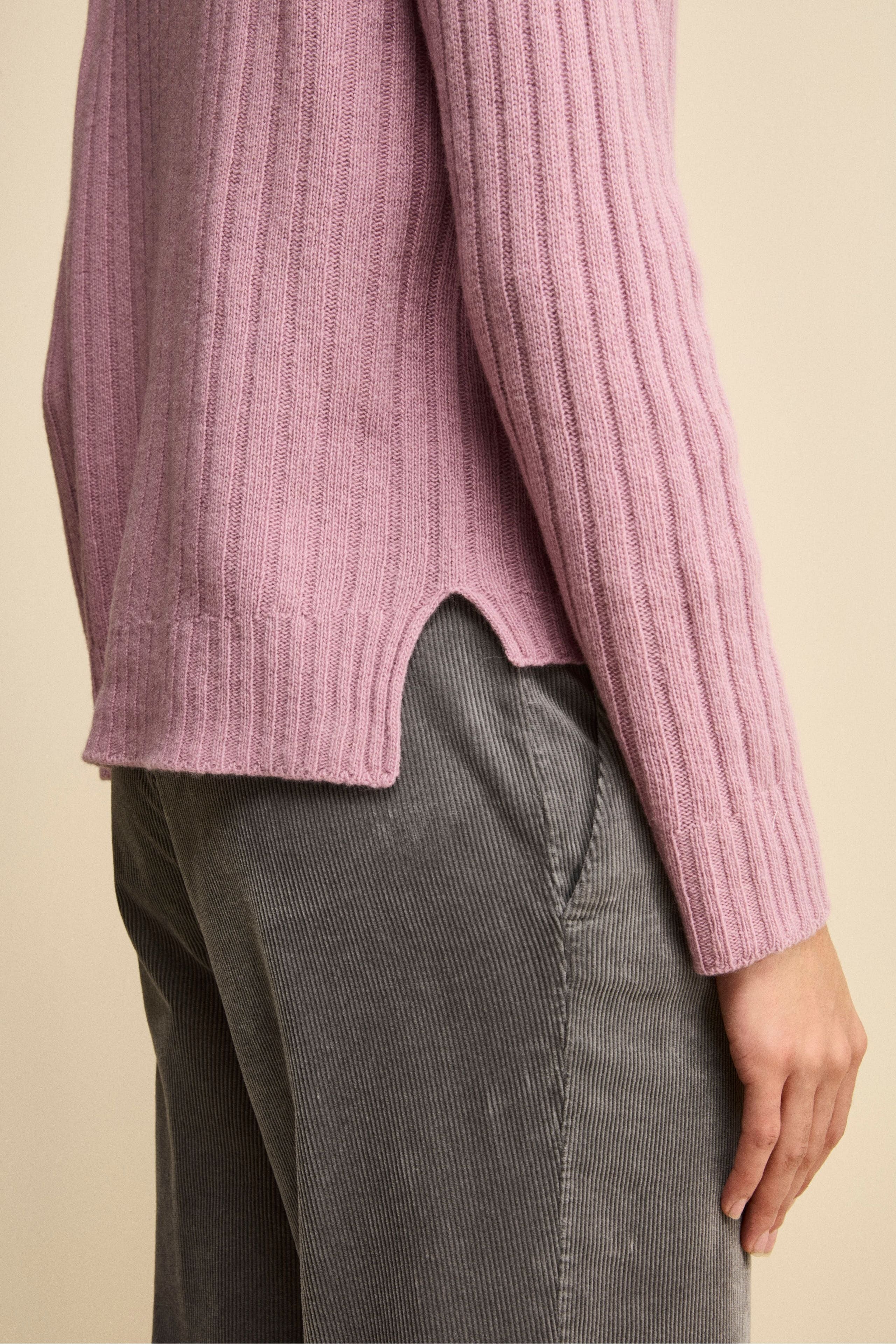Dolcevita in Lana e Cashmere con Treccia - LILLA