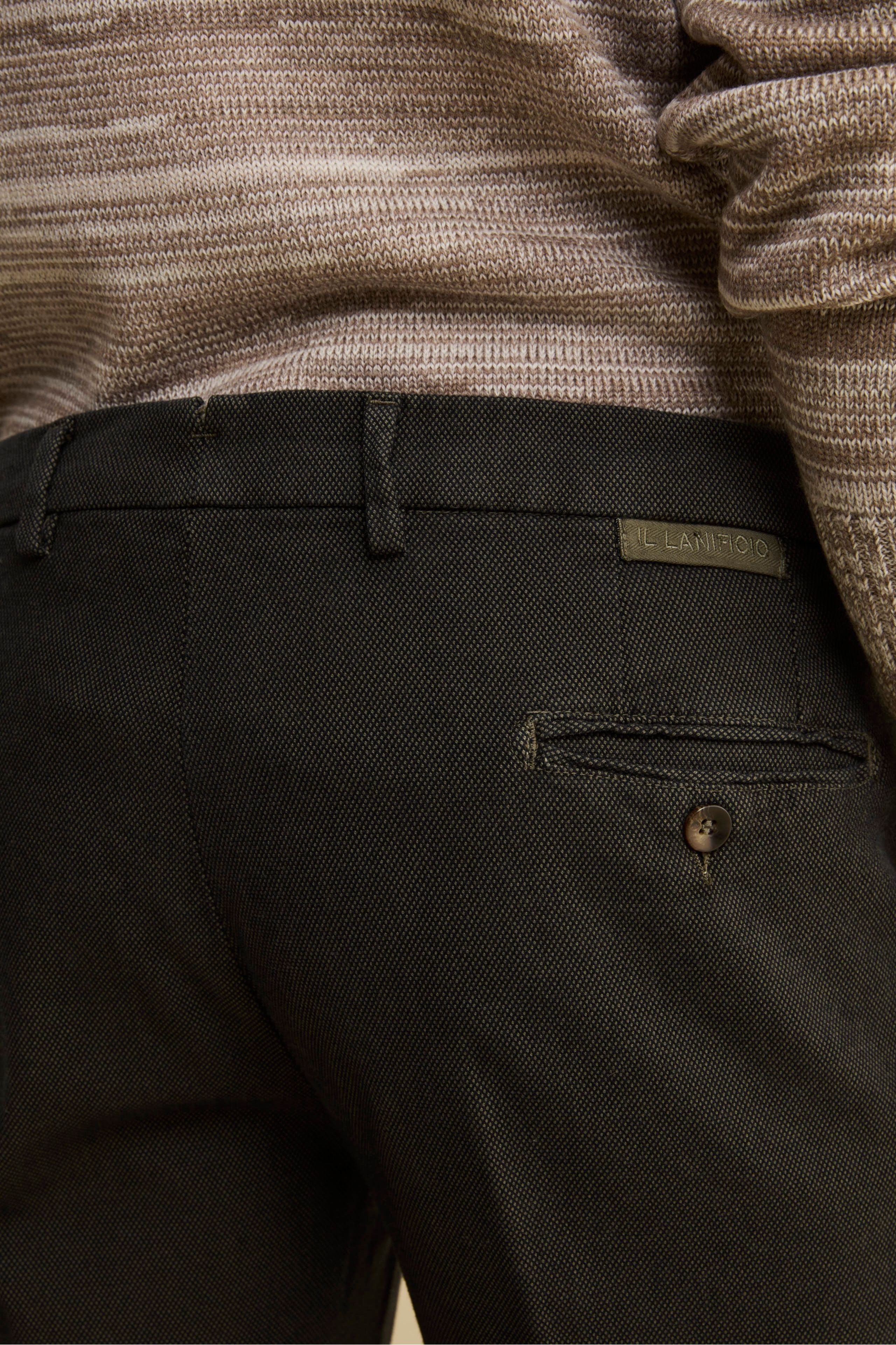 Pantalone Micropunto Regular Fit in Cotone - MARRONE