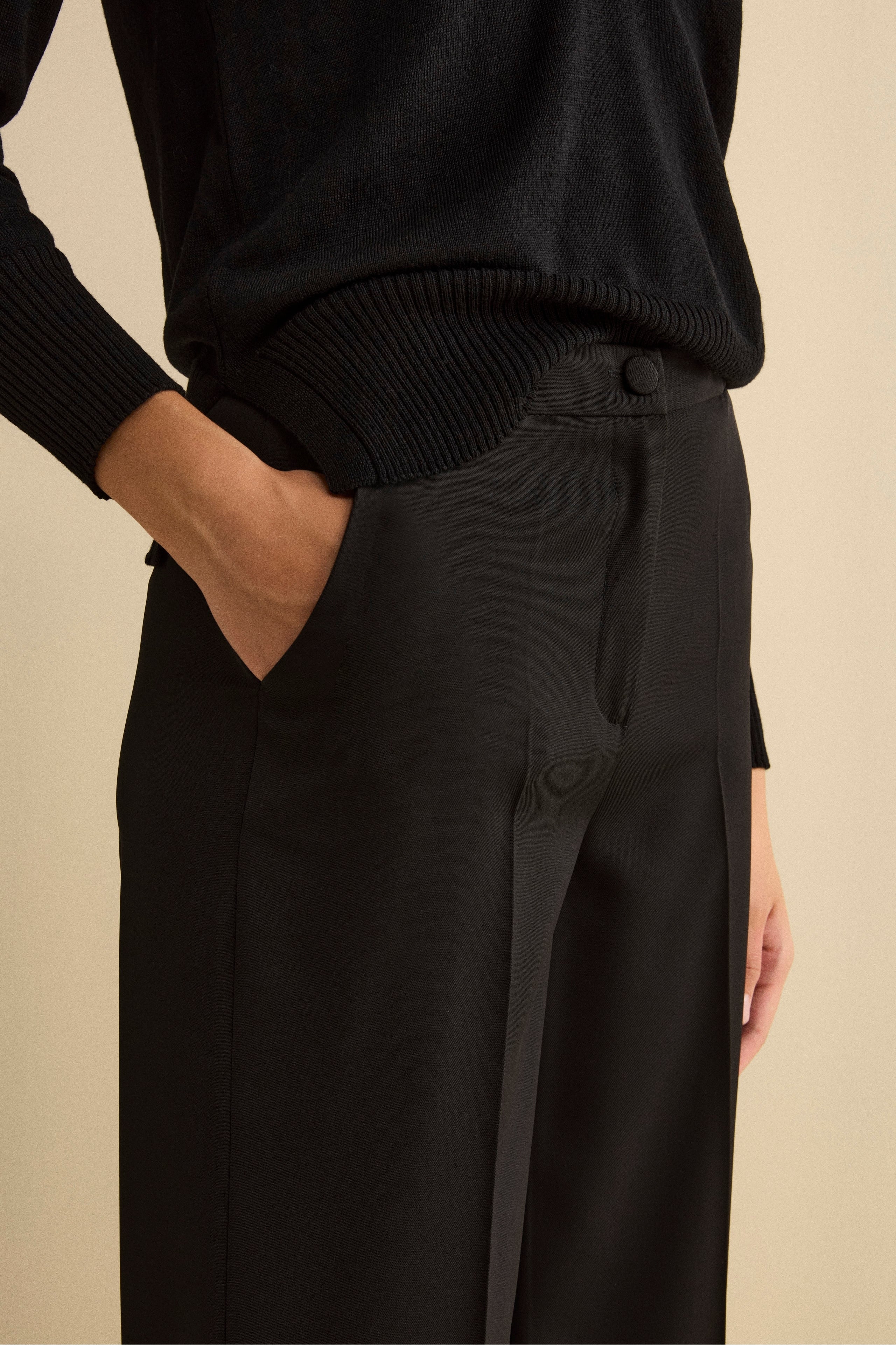 Pantalone Cady a Palazzo con Pieghe - NERO
