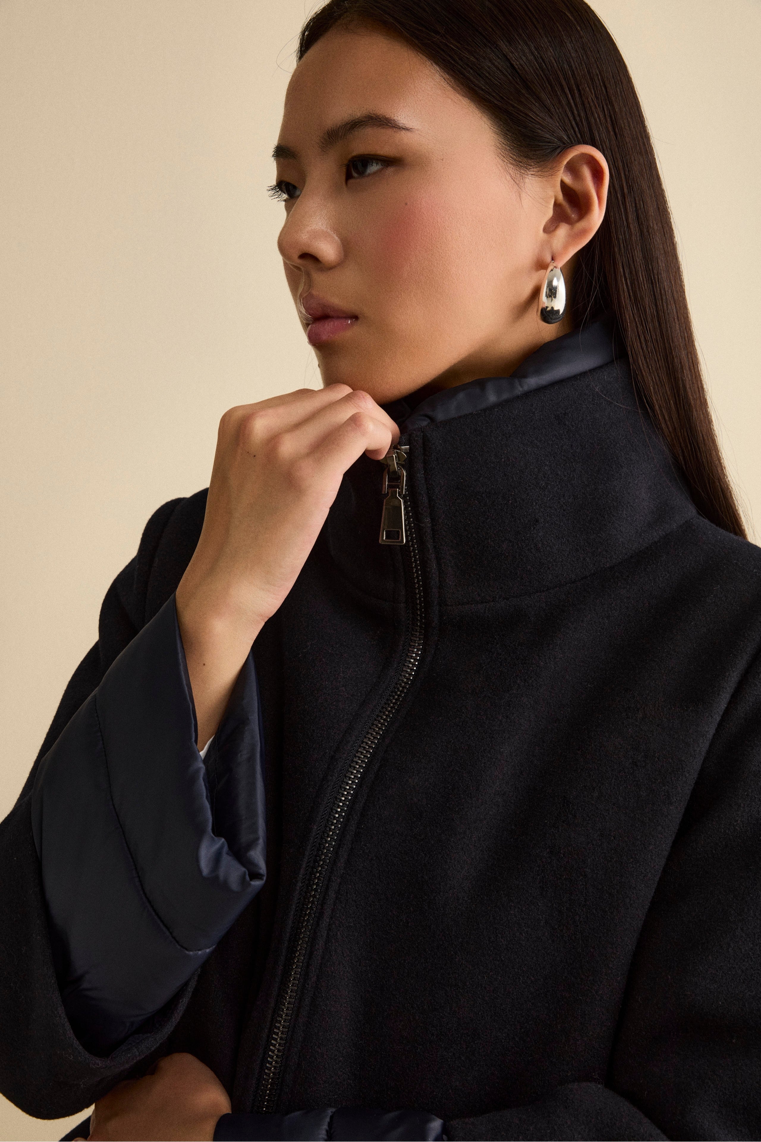 Giubbotto Imbottito Svasato con Zip - BLU