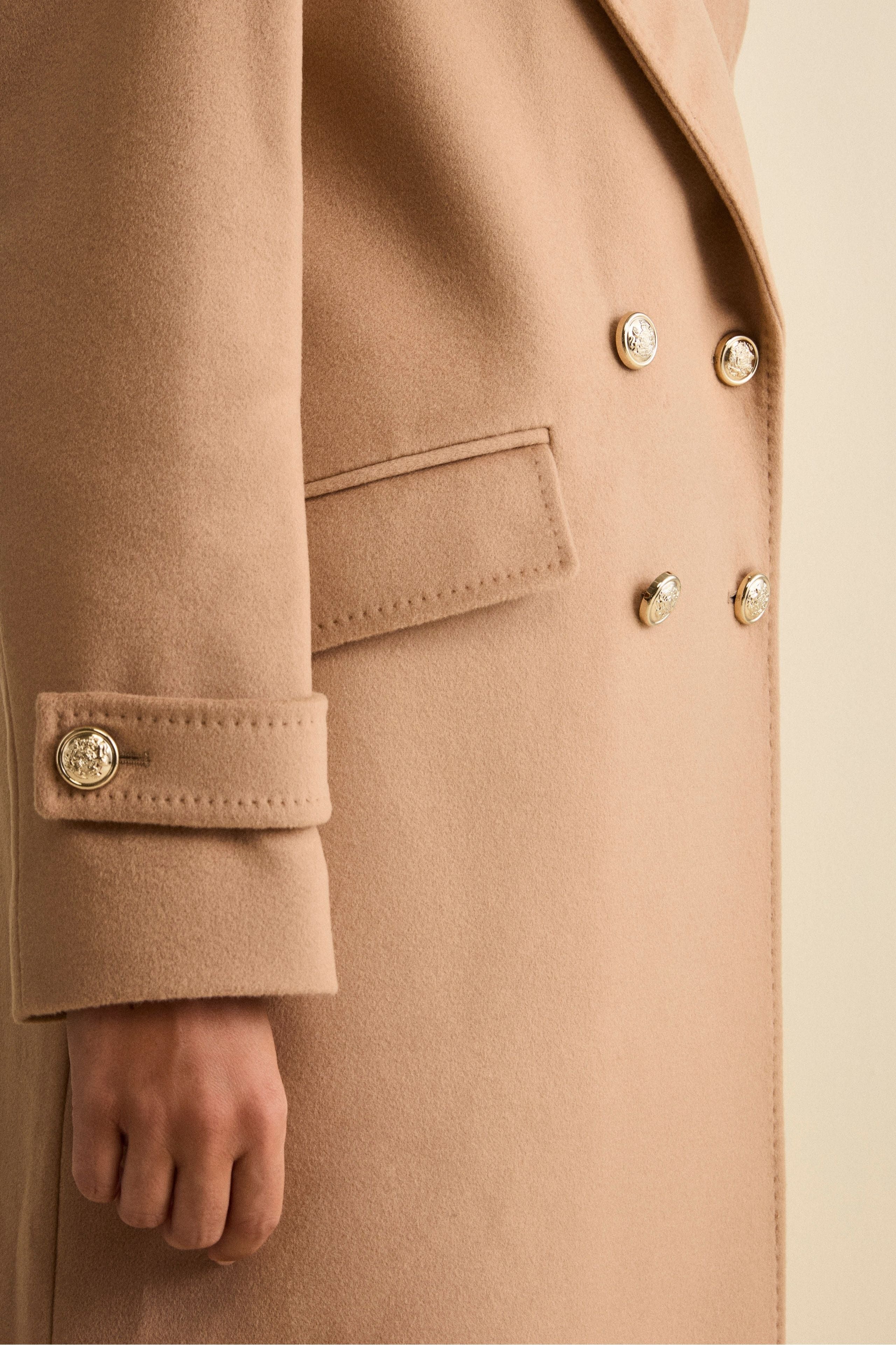 Cappotto Lungo Doppiopetto in Misto Lana e Cahsmere - CAMMELLO