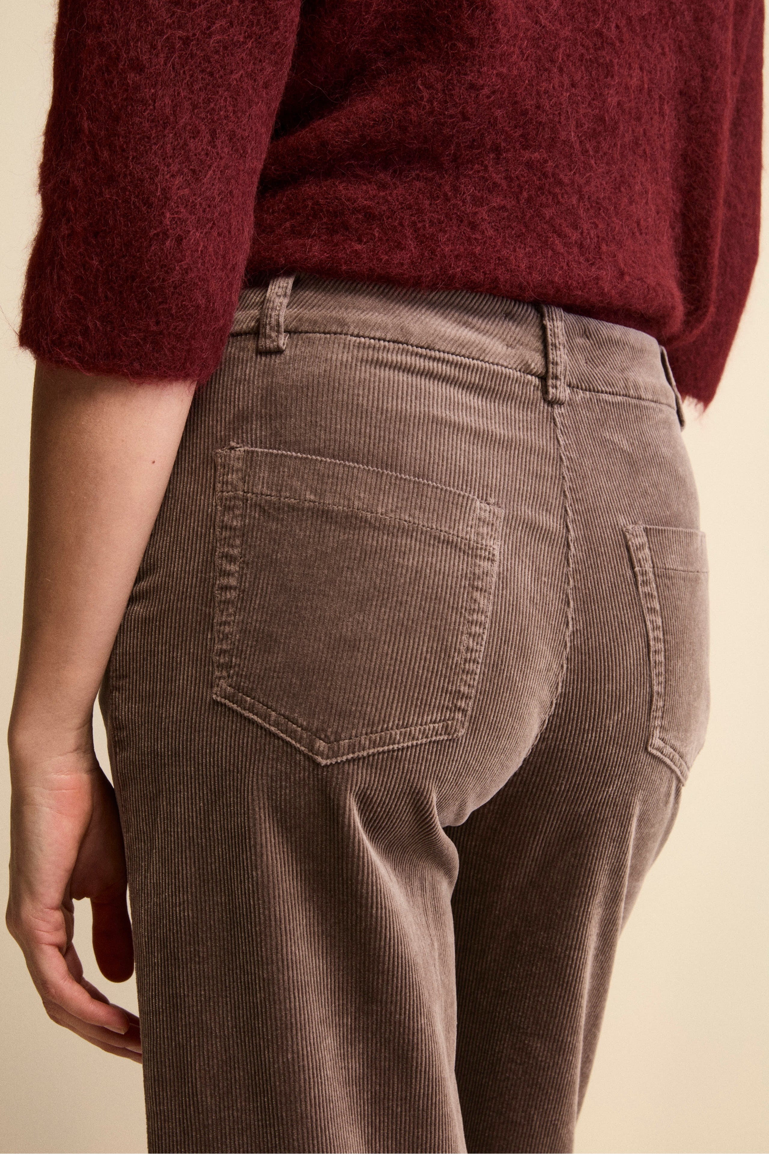 Pantalone in Velluto a Gamba Larga - MARRONE