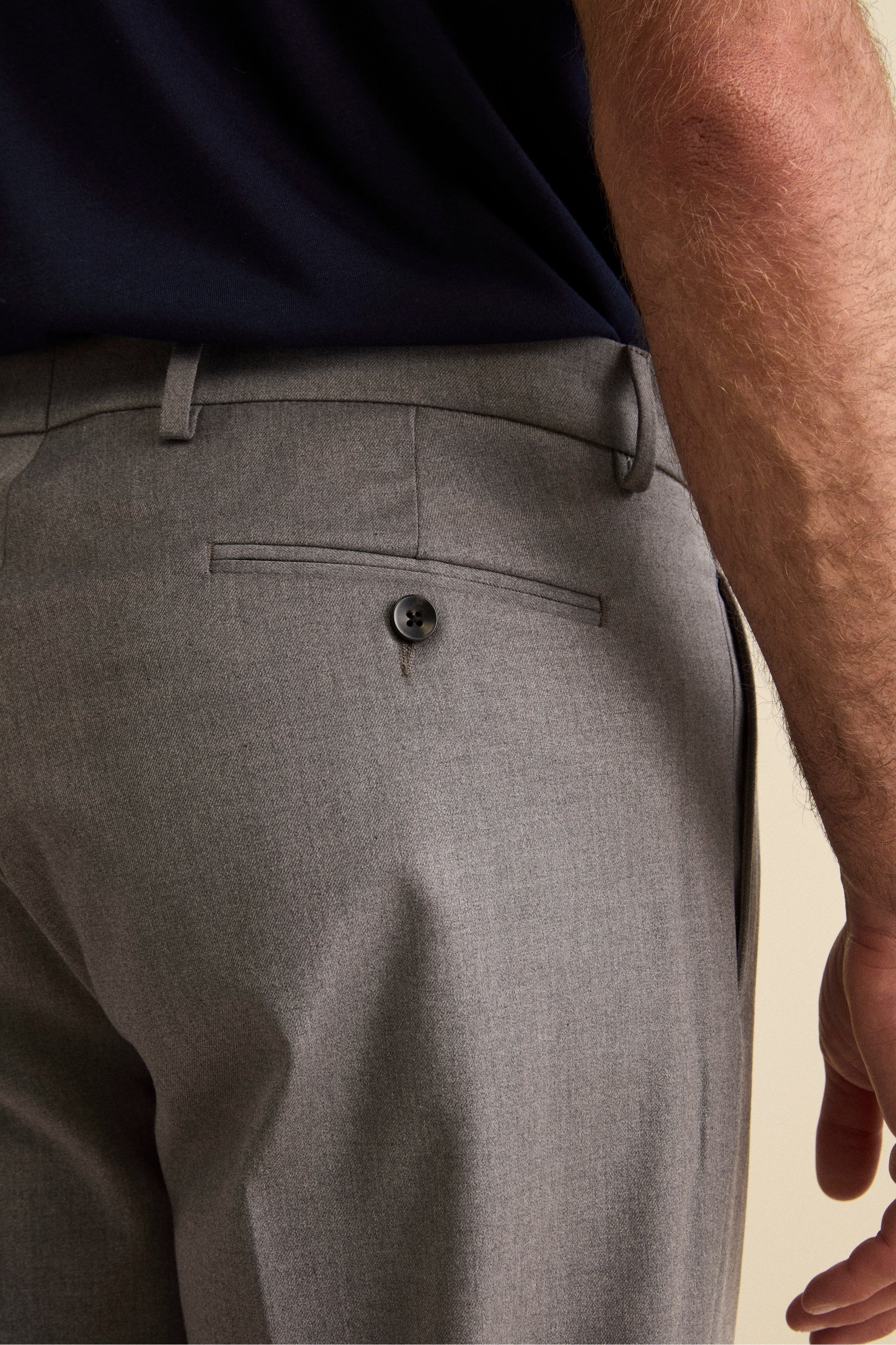 Pantalone Pinces Gamba Larga in Misto Lana - GRIGIO MELANGE