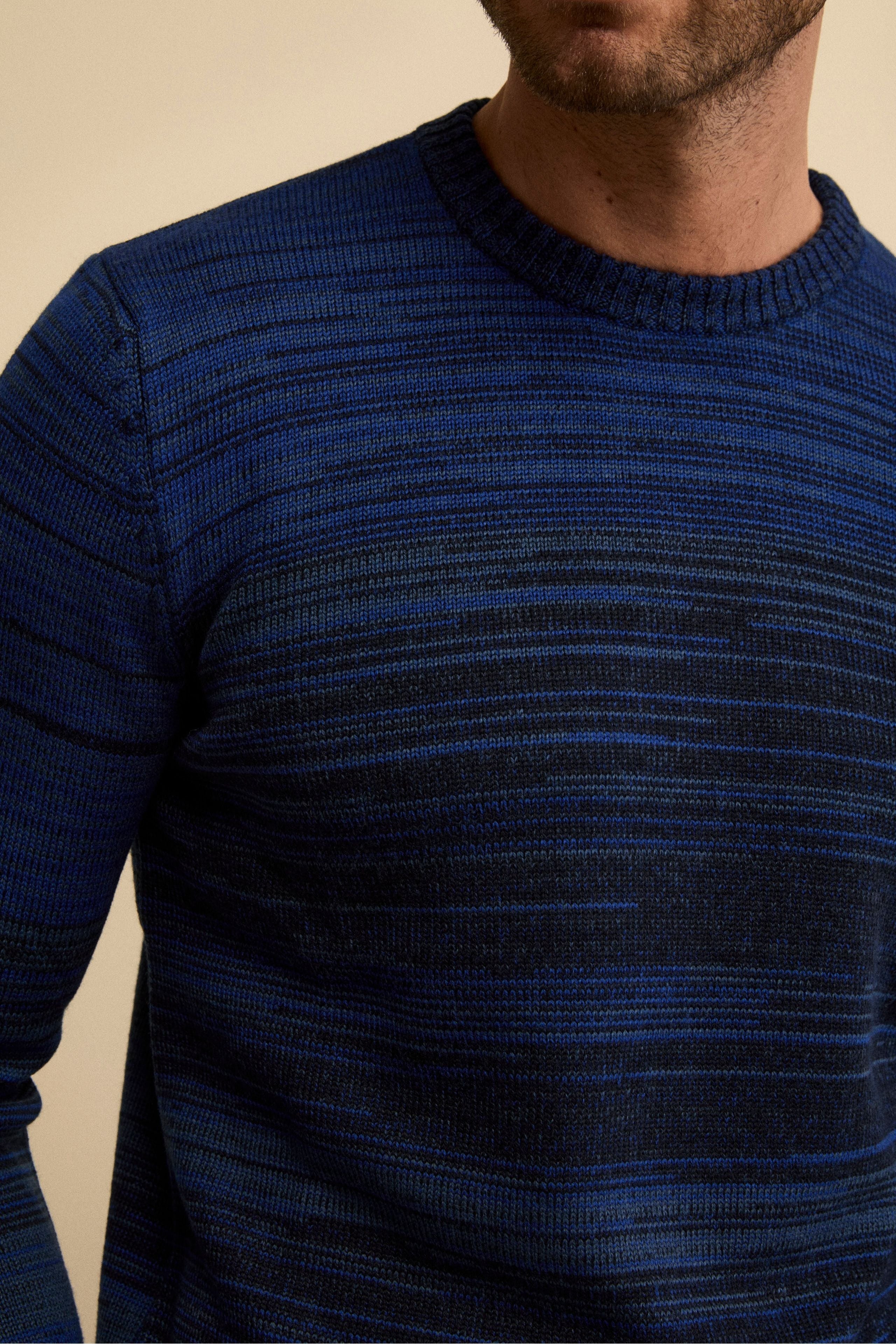 Maglia a Righe in Lana Merino - BLU APERTO