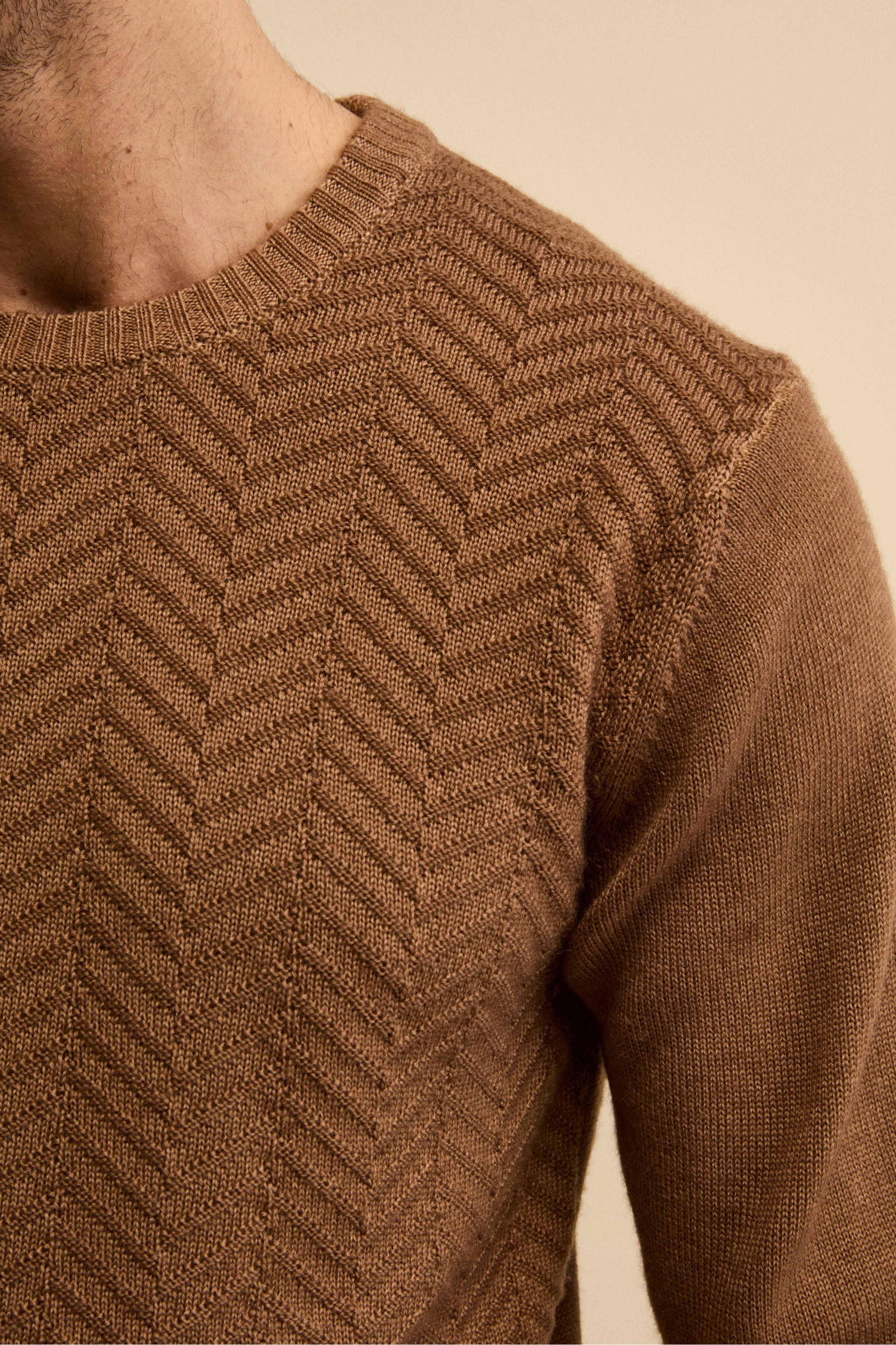 Girocollo Resca in Lana Merino - TABACCO