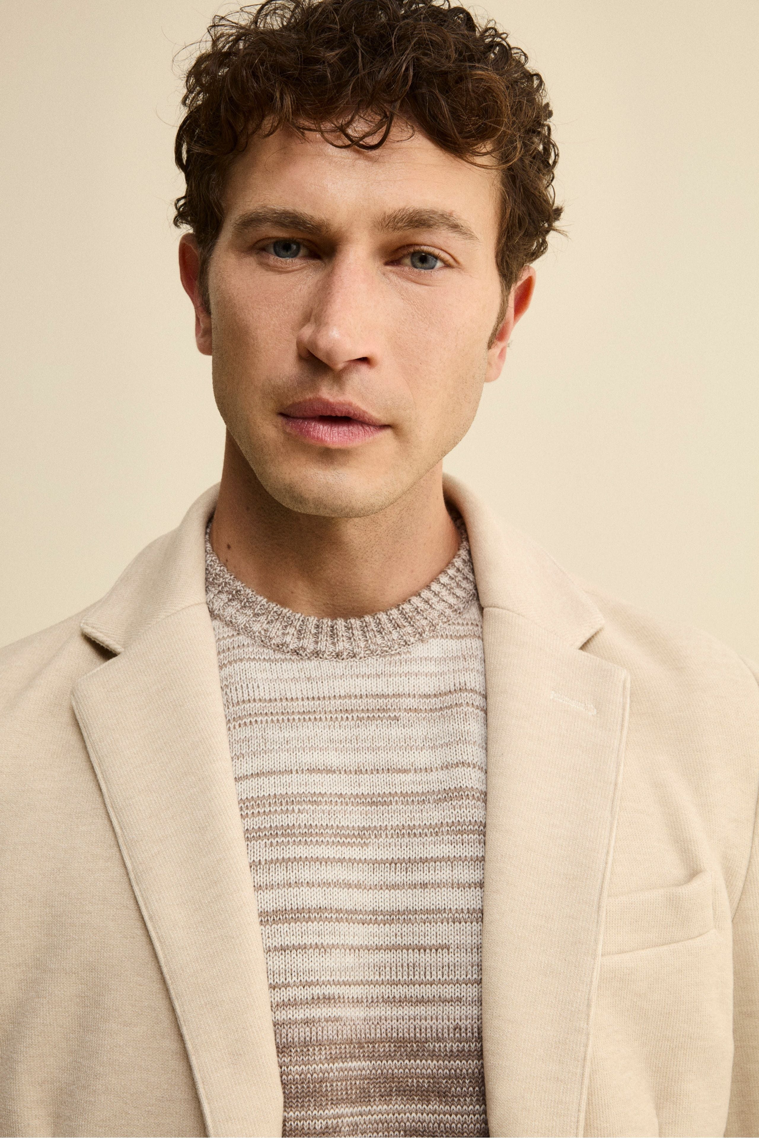 Giacca Monopetto Semifoderata in Jersey - NATURALE