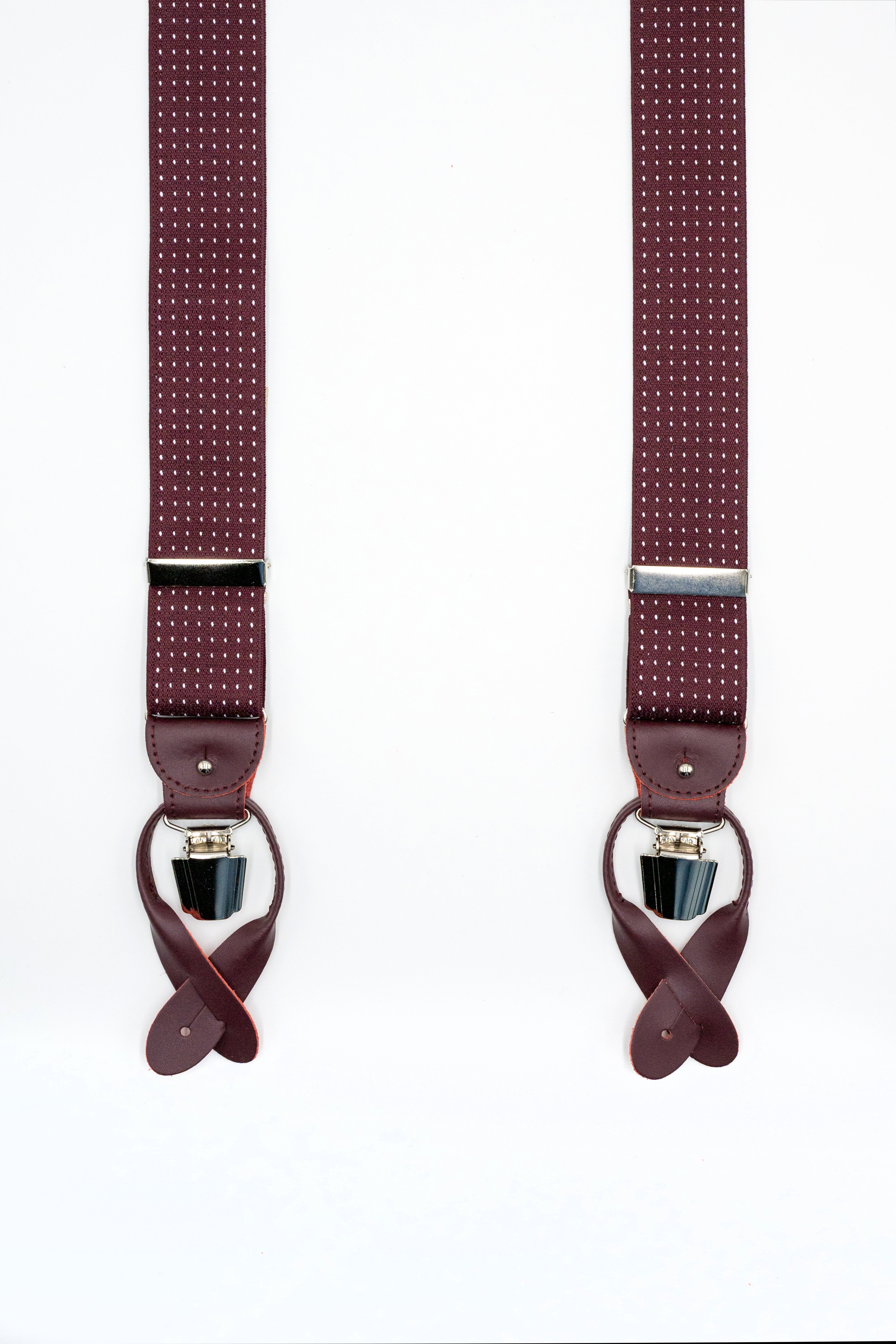 Bretelle Elasticizzate con Clip e Asole in Pelle - POIS fondo BORDEAUX