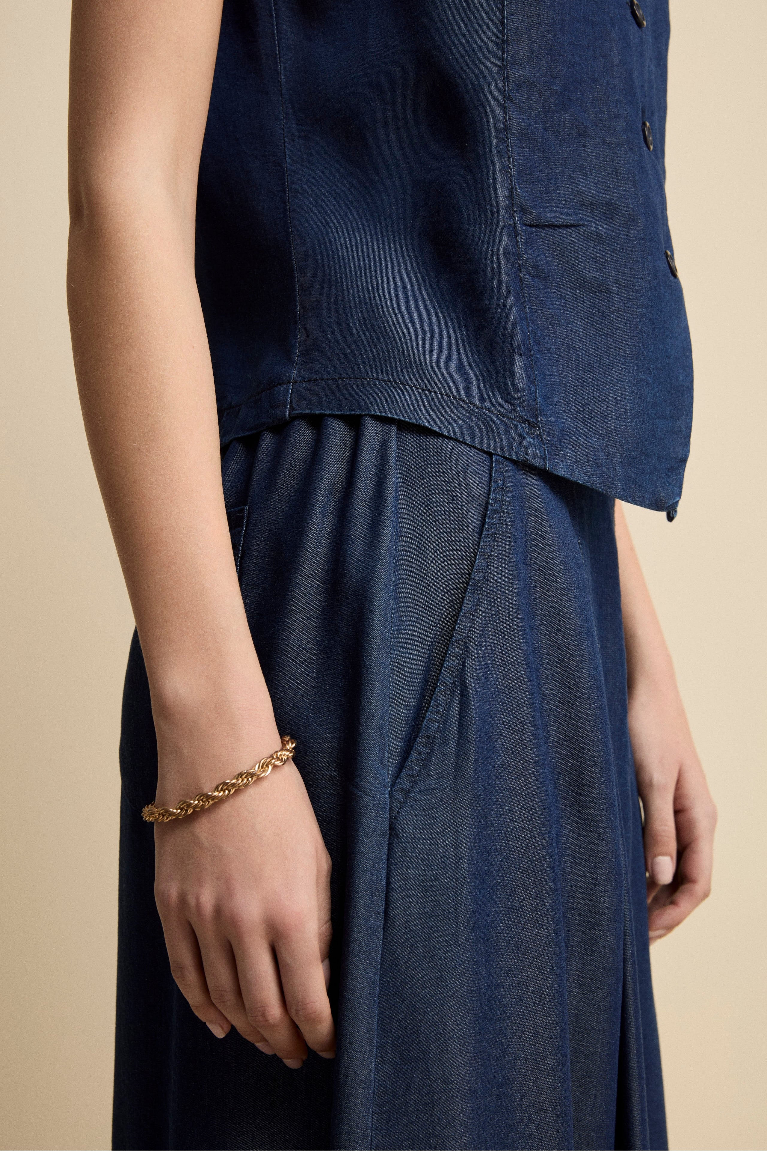 Gonna Fluida con Tasche - BLU