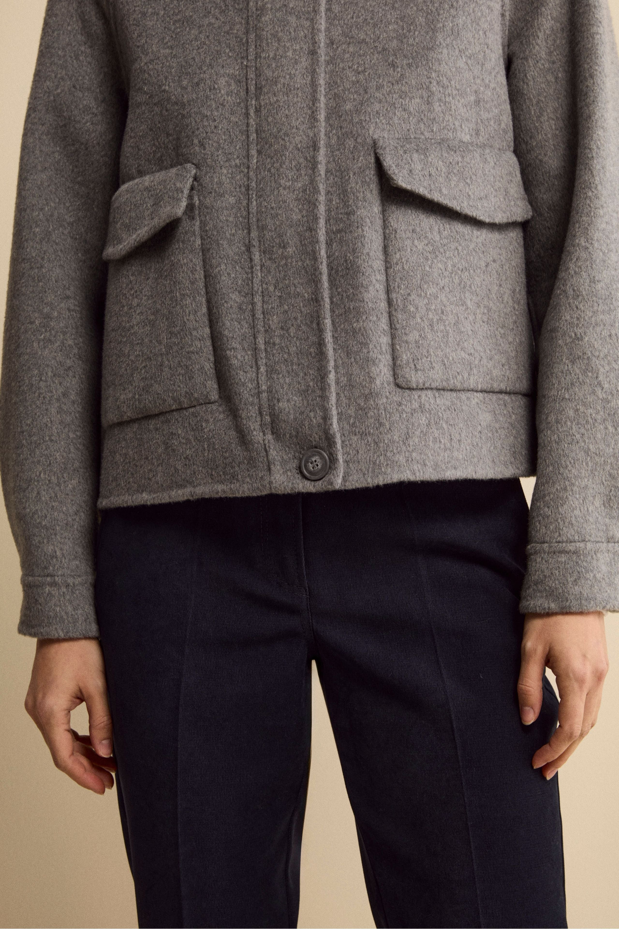 Bomber Sfoderato in Misto Lana - GRIGIO