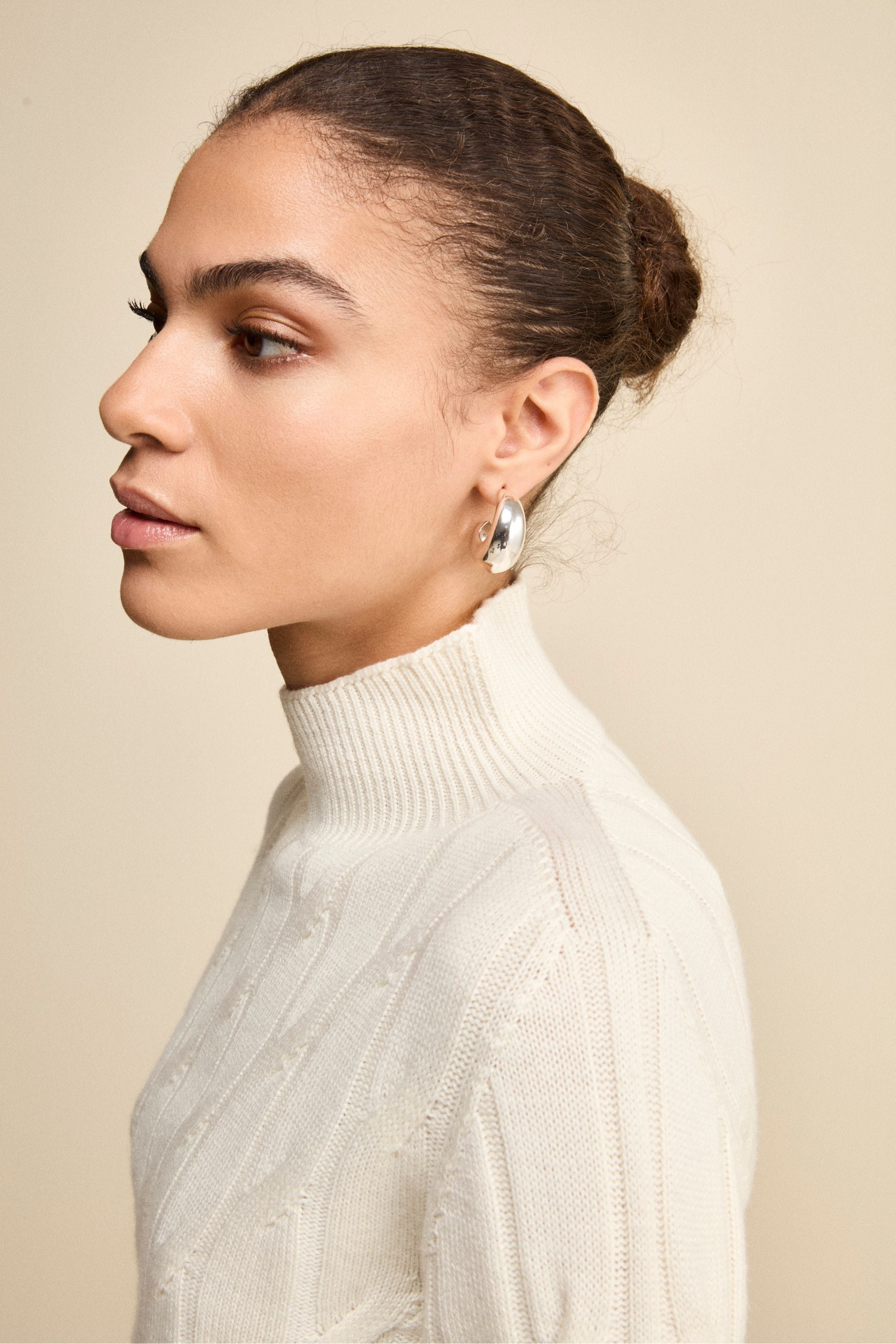 Lupetto a Trecce in Lana Merino - ECRU