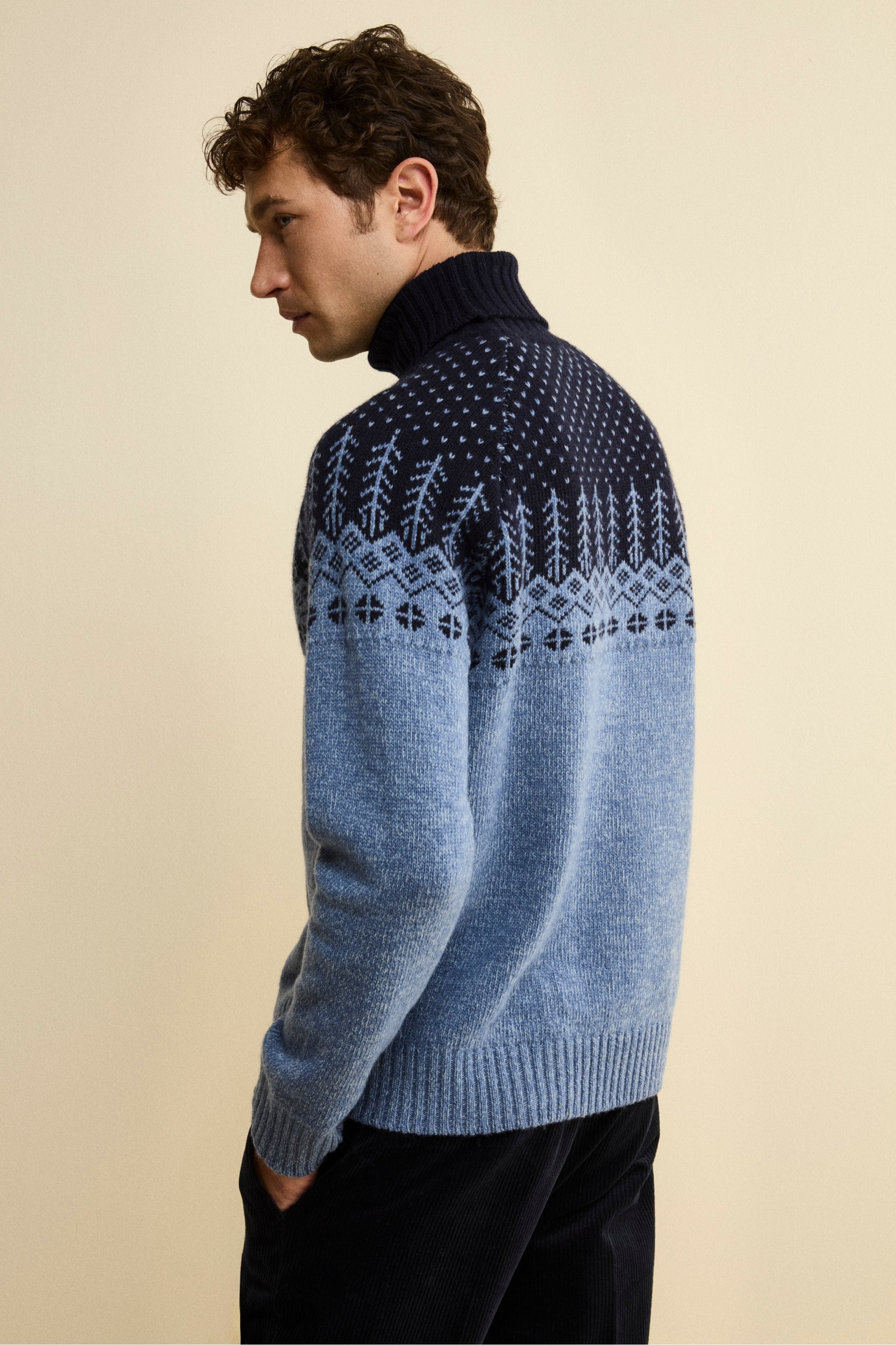 Dolcevita Norvegese Over in Lana Vergine - AZZURRO MELANGE