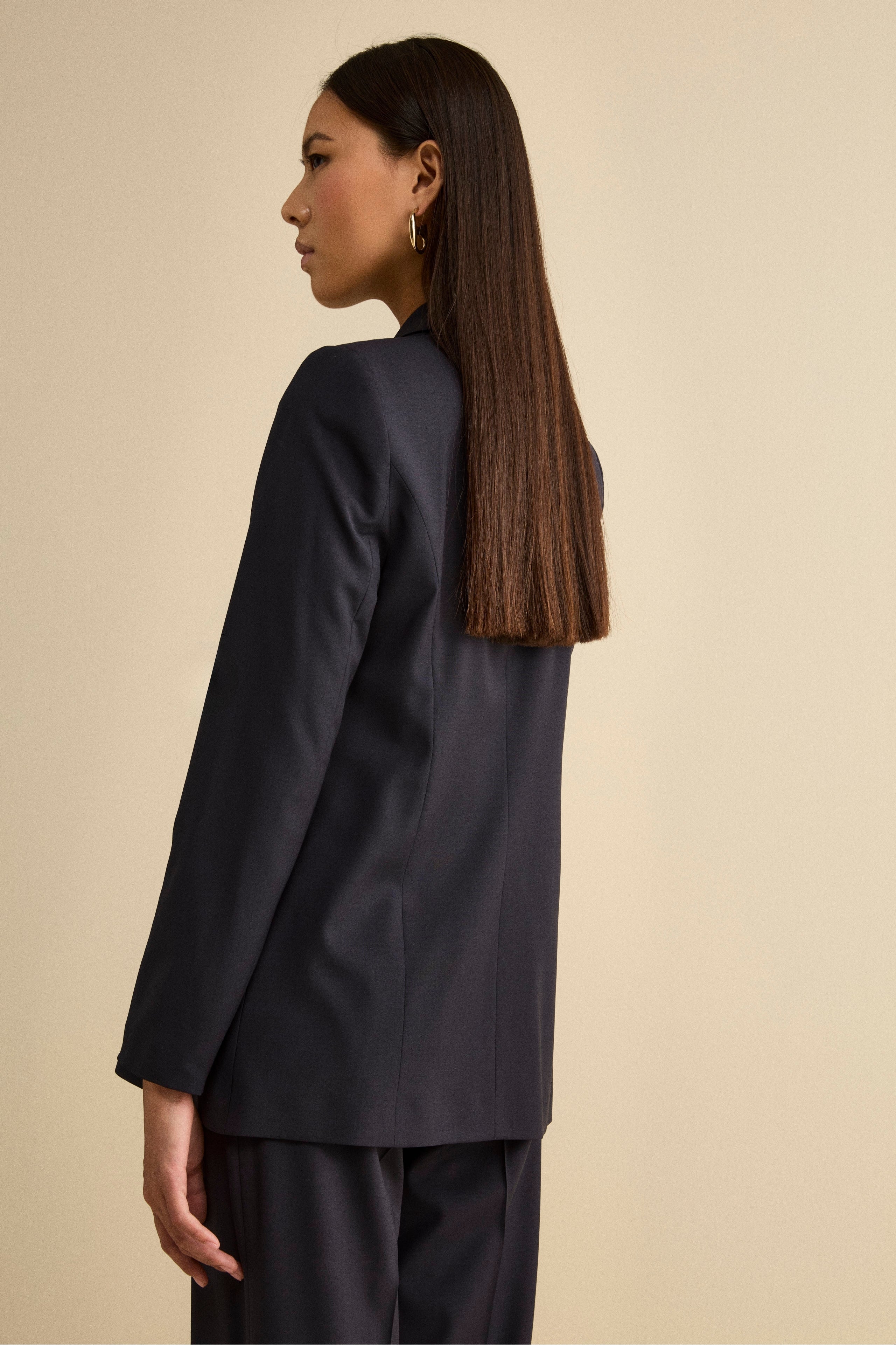 Tailleur Doppiopetto con Revers a Lancia in Lana Vergine - BLU