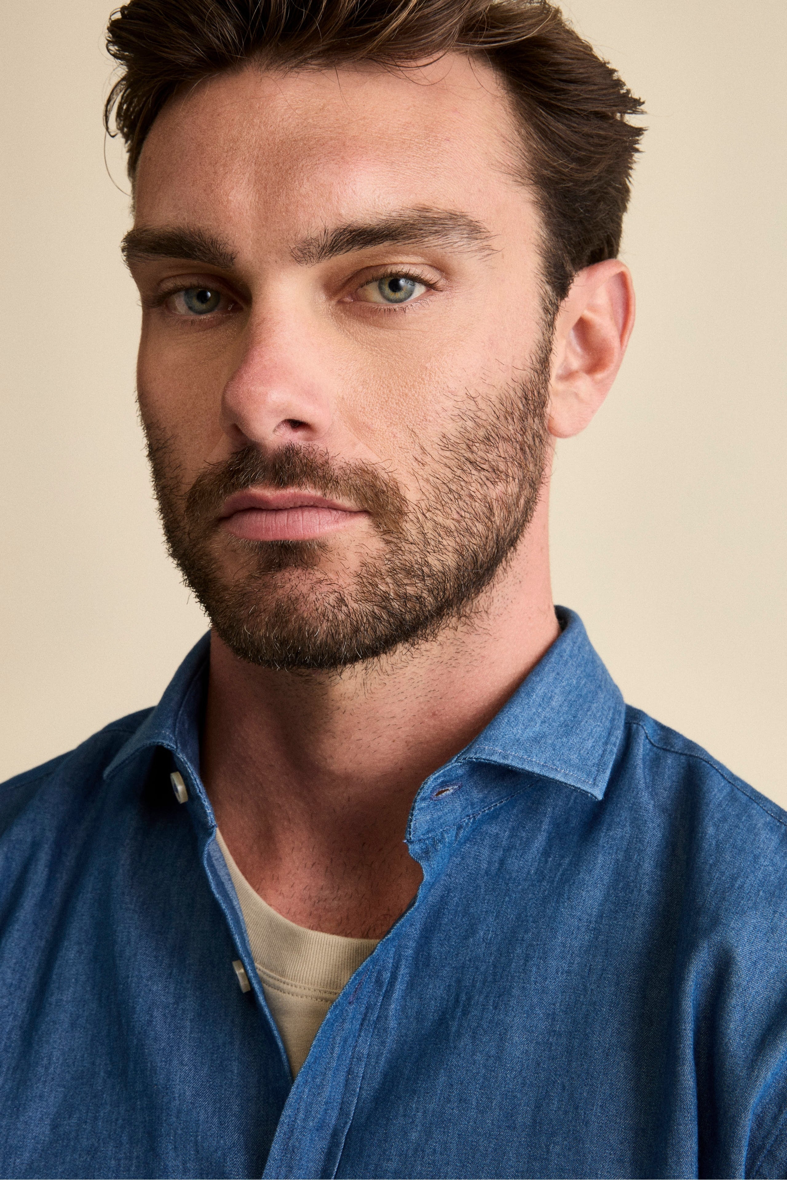 Camicia Denim Custom Fit in Cotone - DENIM