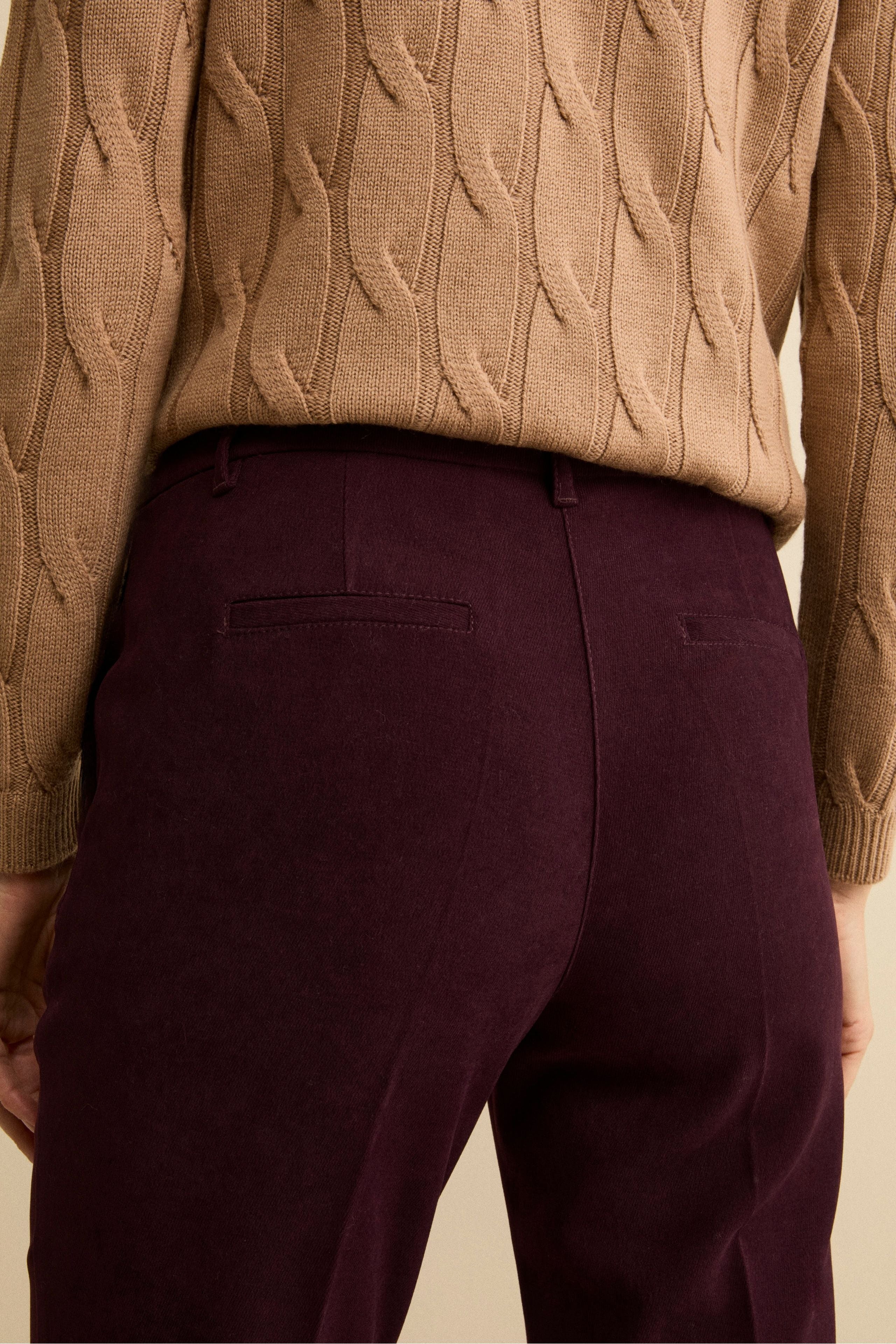 Pantalone a Sigaretta Regular Fit in Velluto - BORDEAUX