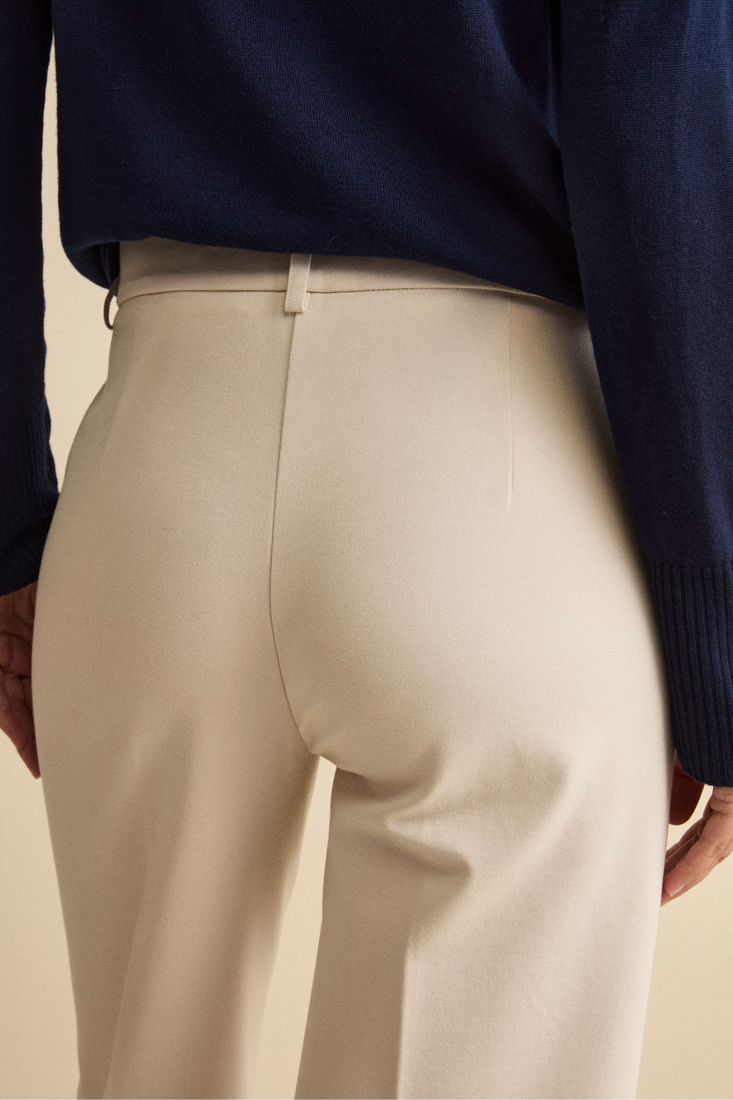 Pantalone Gaucho in Jersey con Pieghe - PANNA