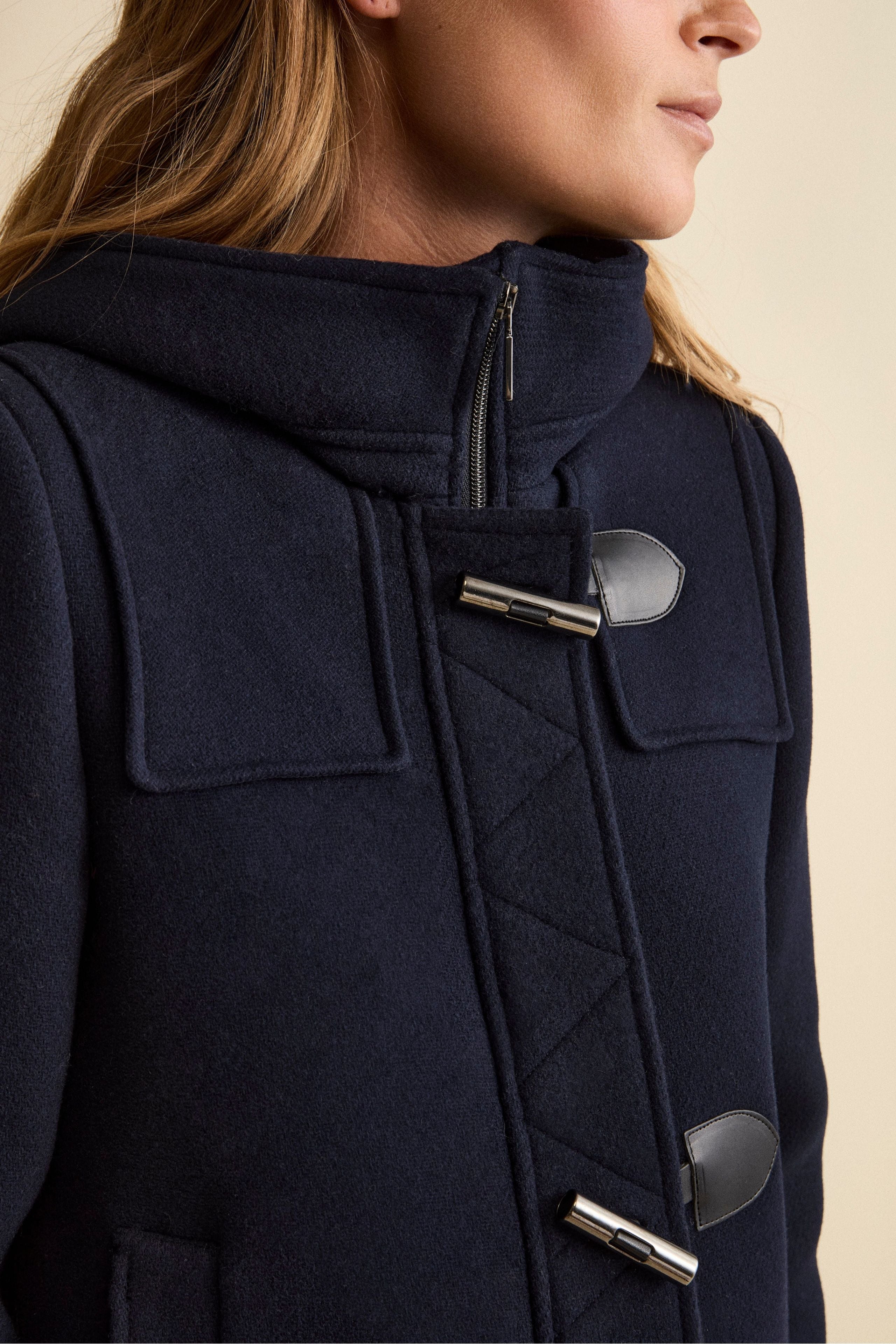 Cappotto Montgomery Misto Lana con Cappuccio - BLU
