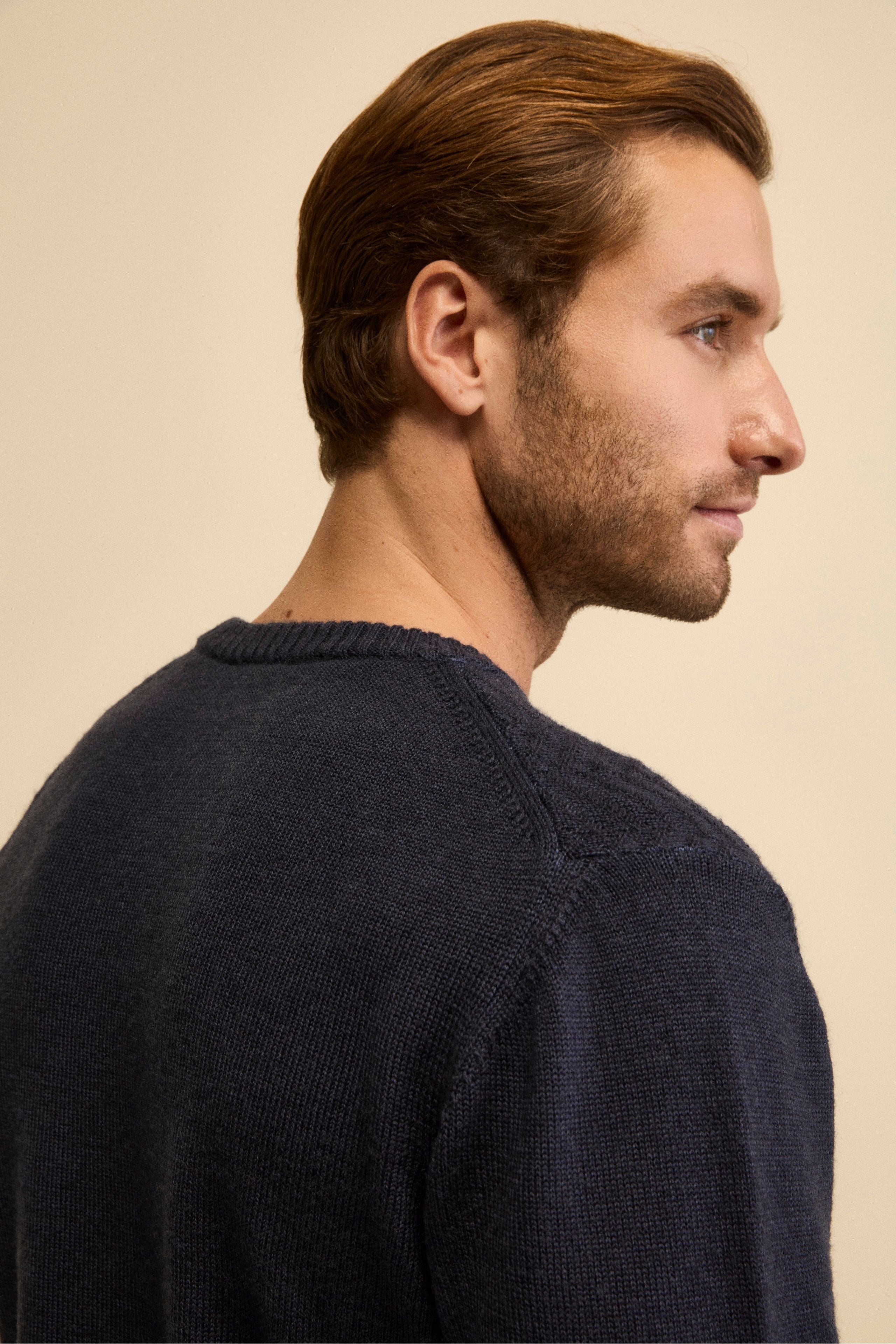 Girocollo Resca in Lana Merino - BLU MARINE