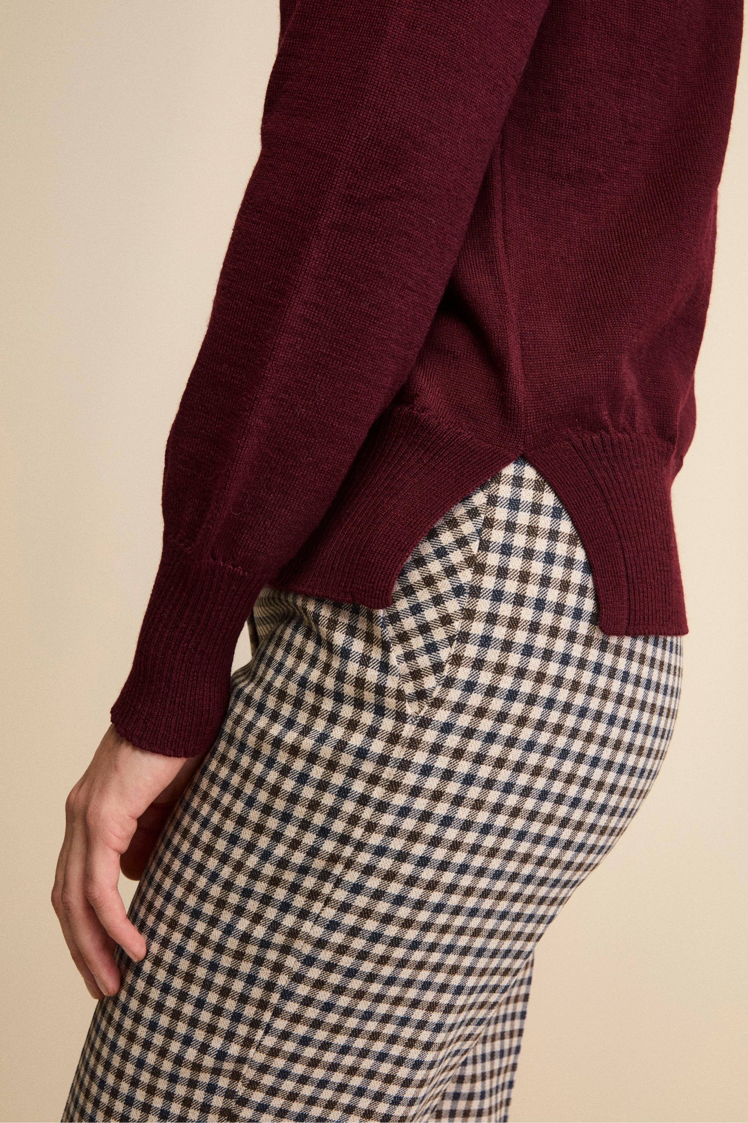 Maglia Serafino in Lana Merino - BORDEAUX