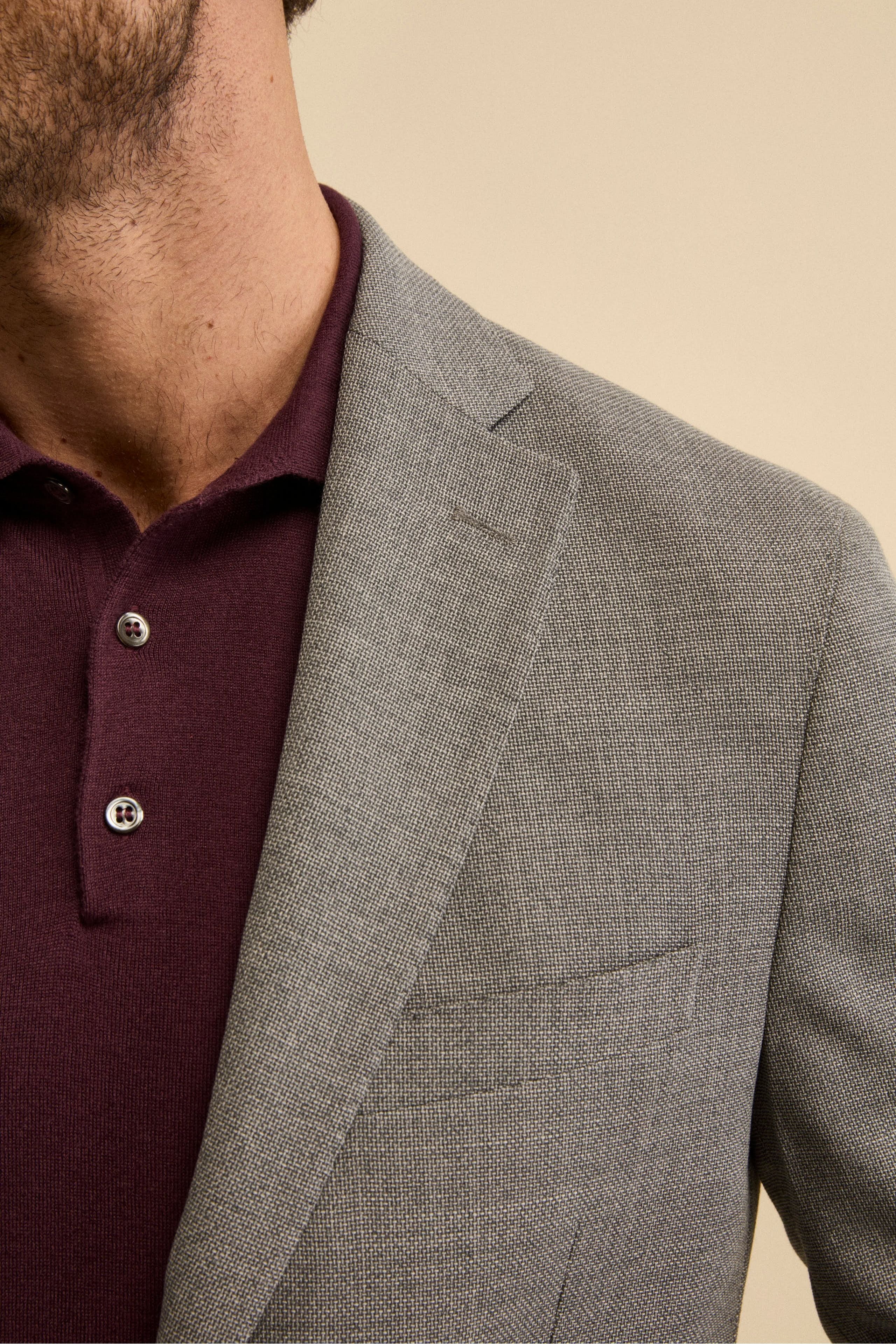 Giacca Slim Fit Monopetto in Lana Vergine - GRIGIO CHIARO