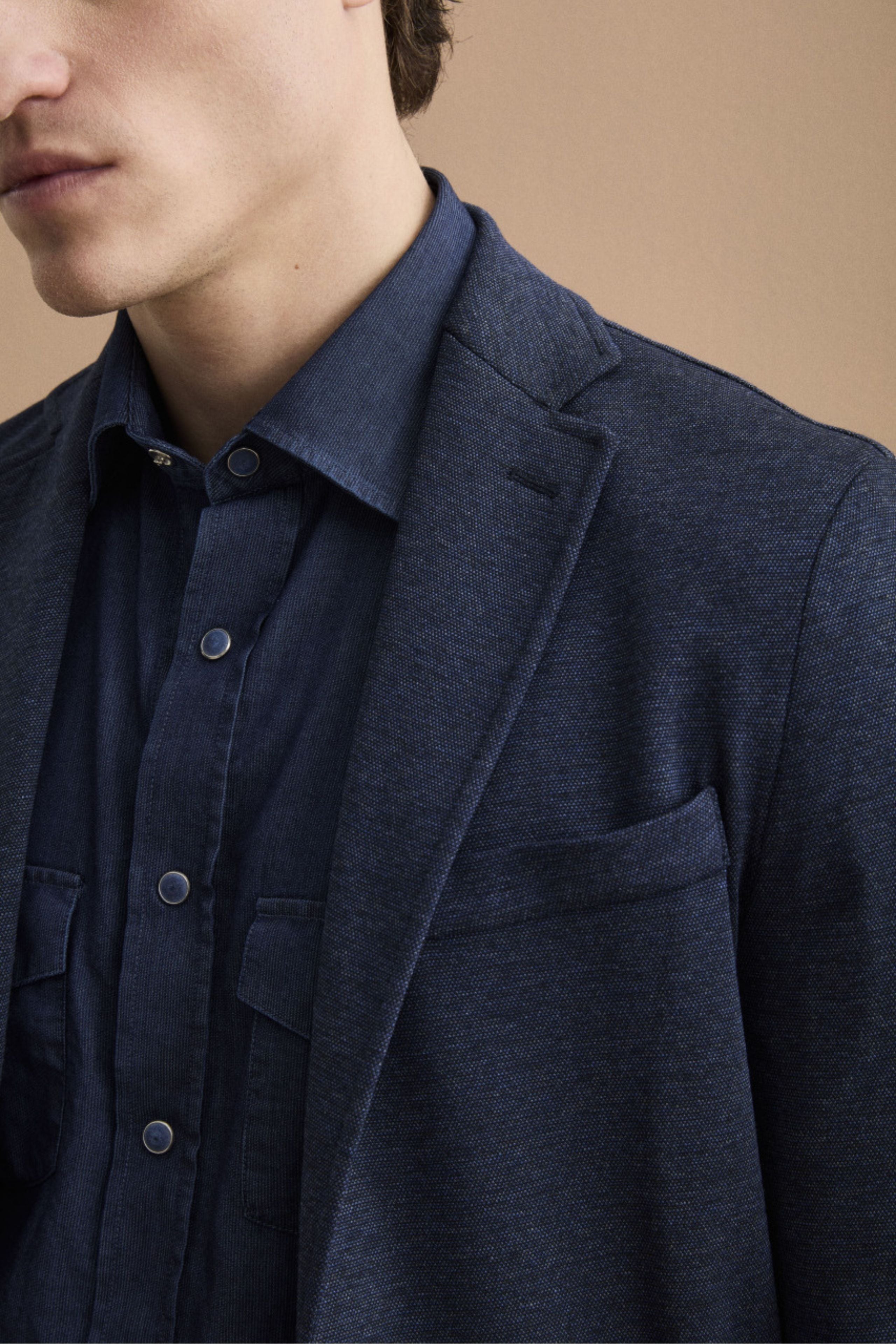 Giacca Monopetto Slim Fit con Revers Classico - BLU