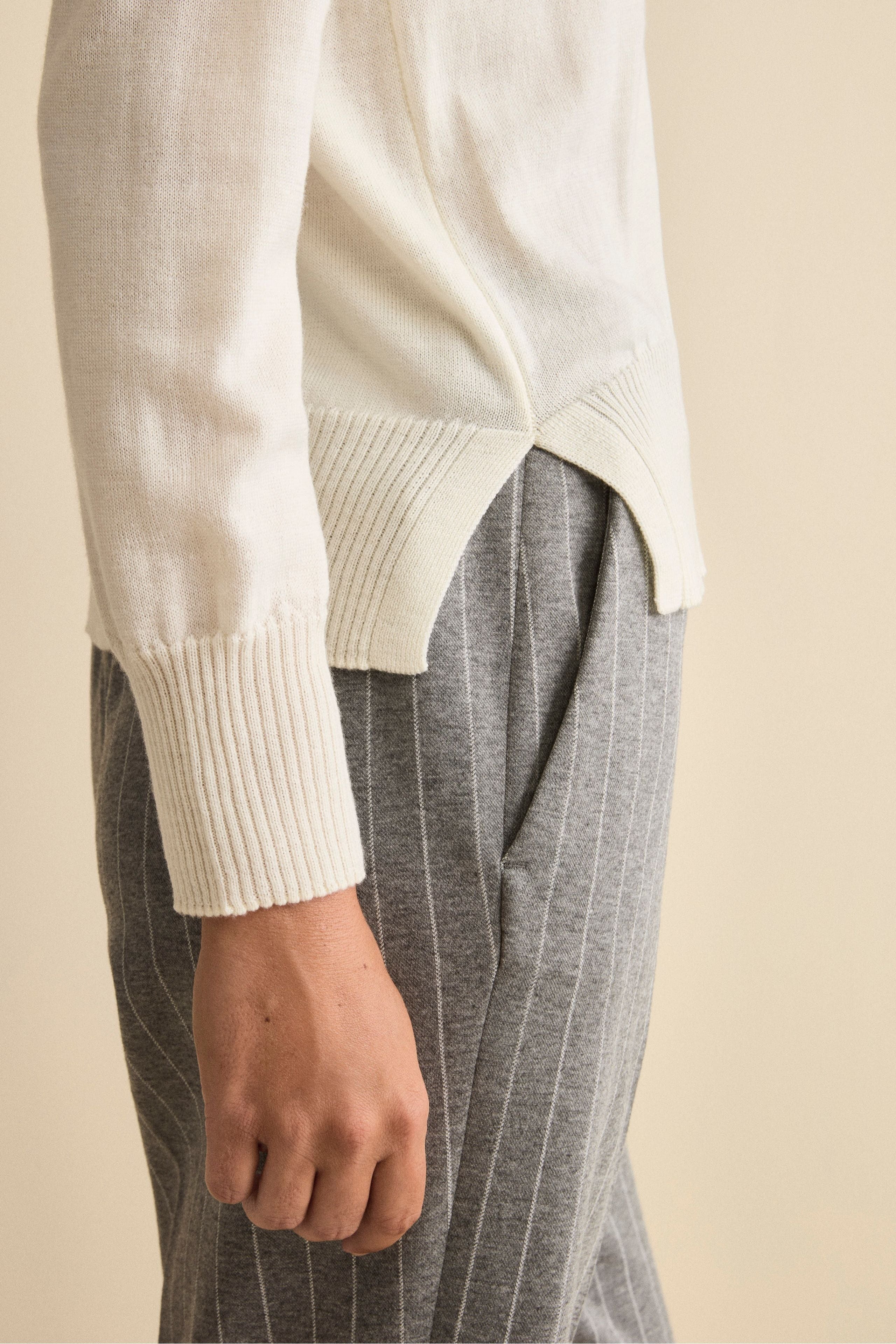 Maglia Serafino in Lana Merino - ECRU
