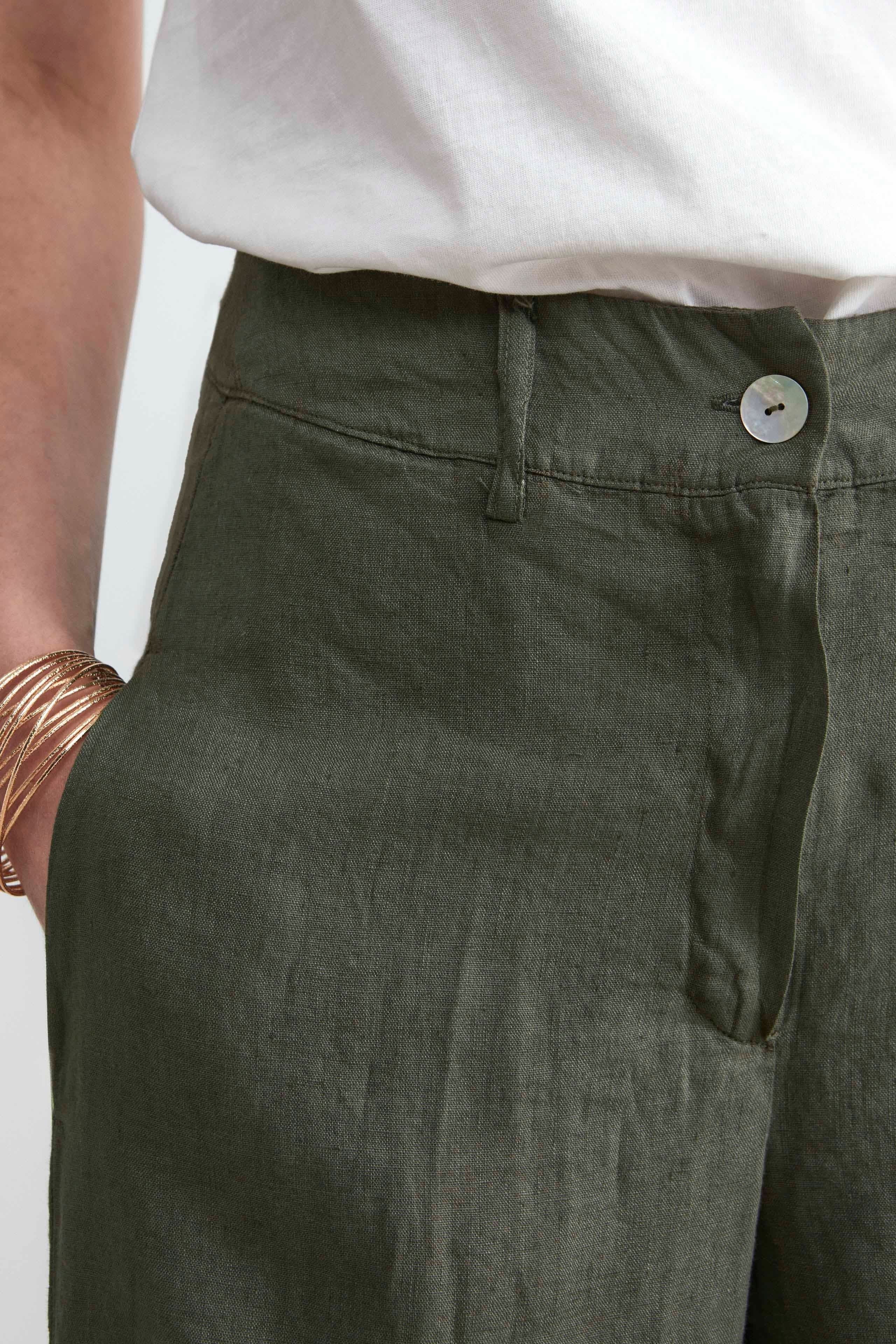 Pantaloni in lino cropped - FANGO