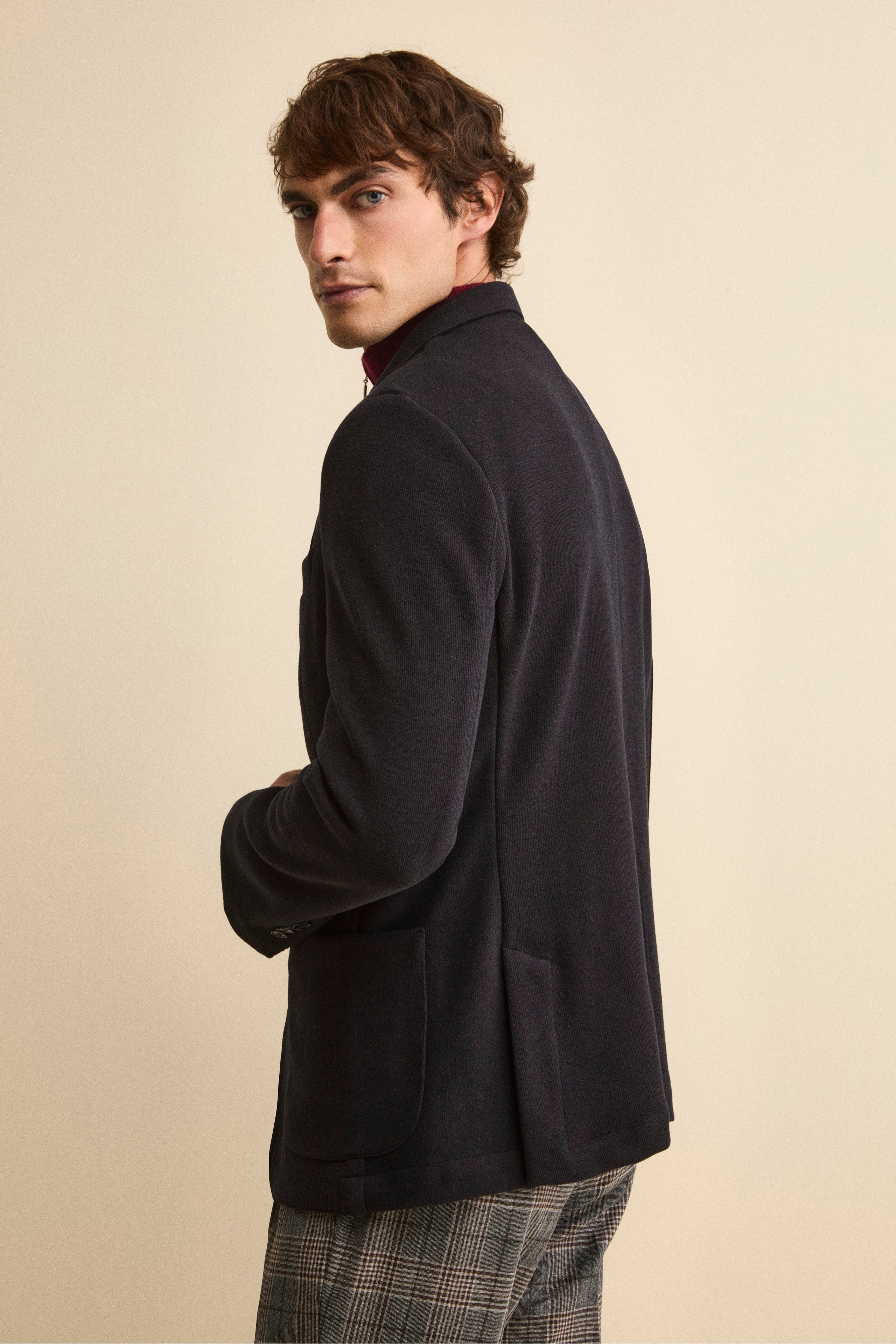 Giacca Monopetto Semifoderata in Jersey - BLU