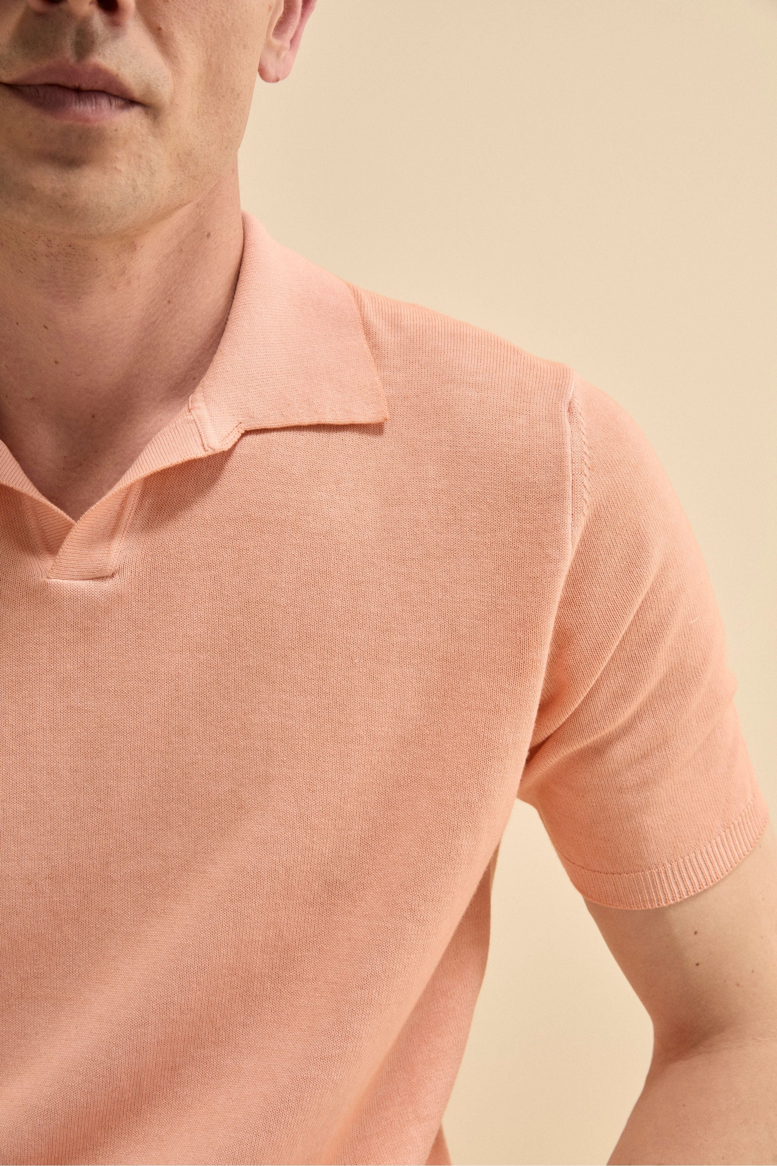 Polo Mezza Manica in Cotone Crêpe - ROSA ANTICO