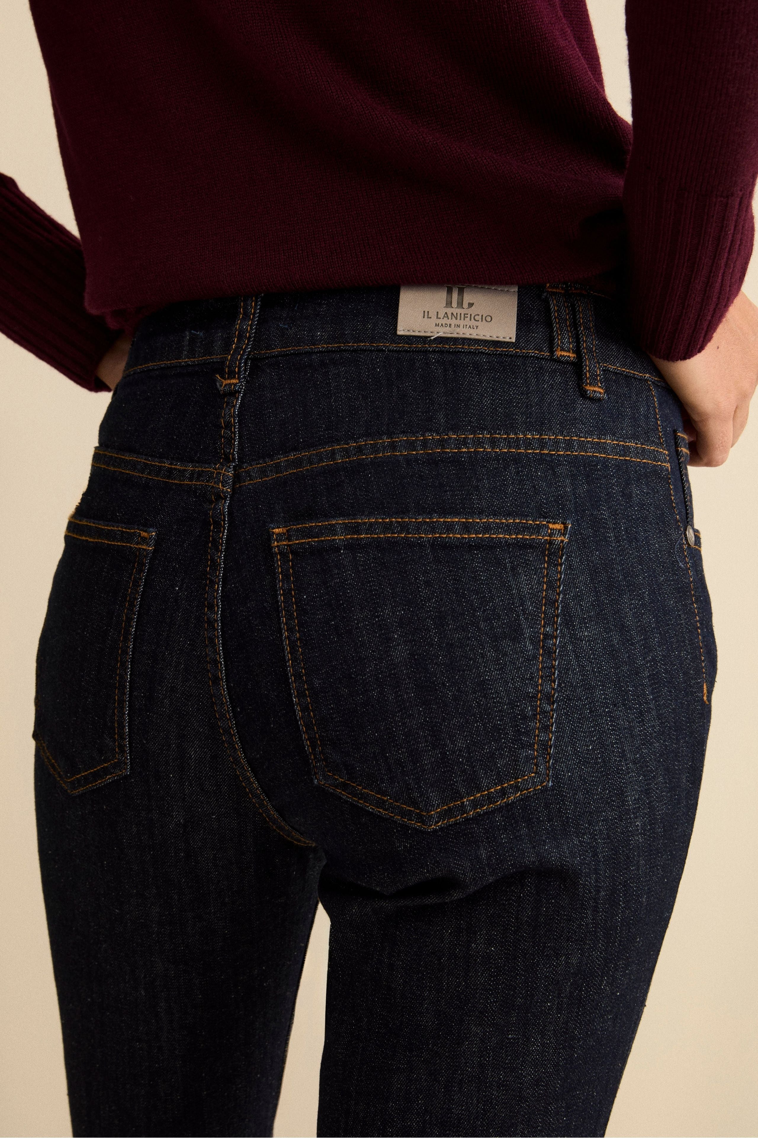 Jeans Mid-Flare Regular Fit in Cotone - DENIM