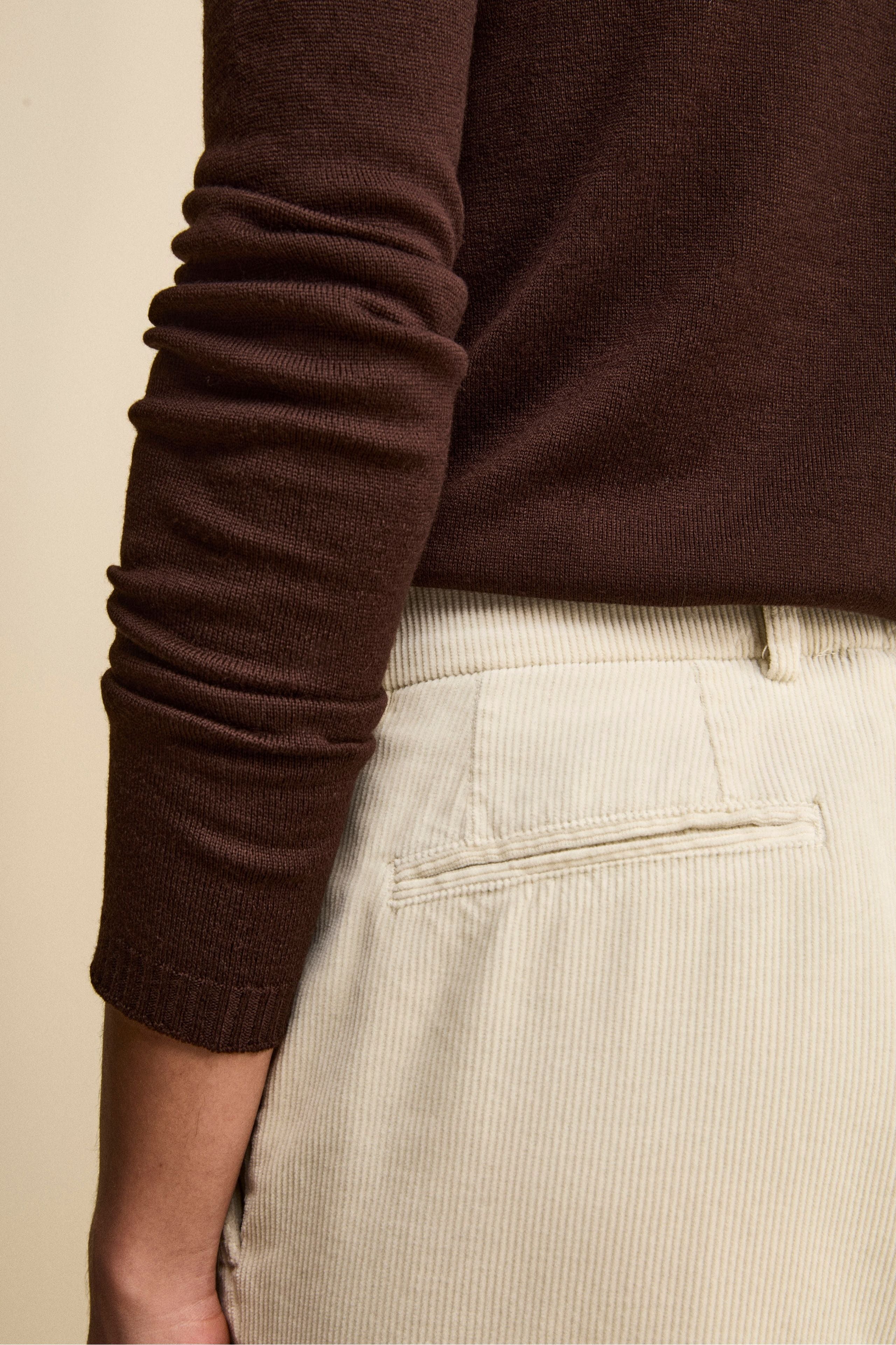 Pantalone Gamba Larga in Velluto a Coste - PANNA