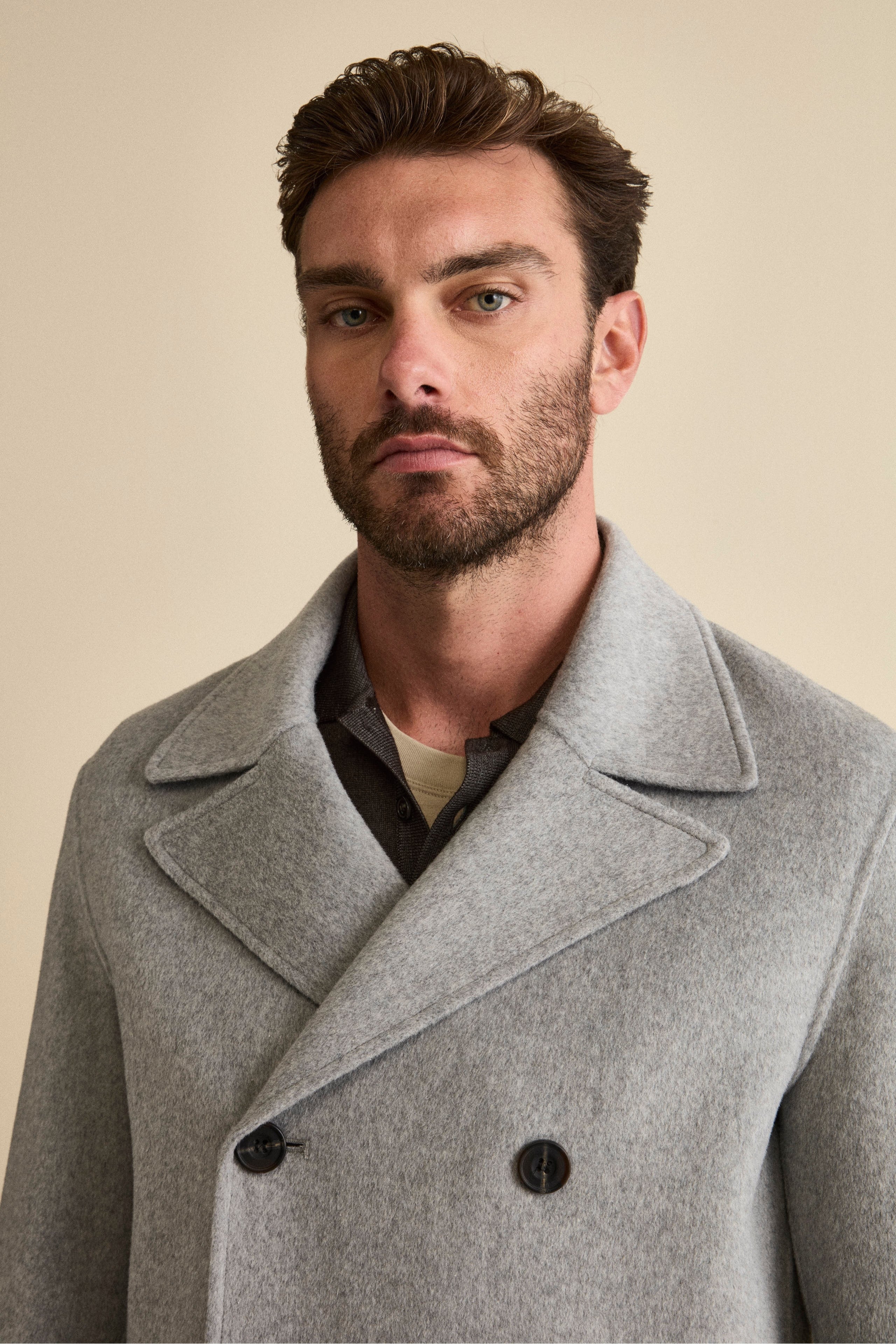 Cappotto Peacoat Doppiopetto in Misto Lana - GRIGIO CHIARO
