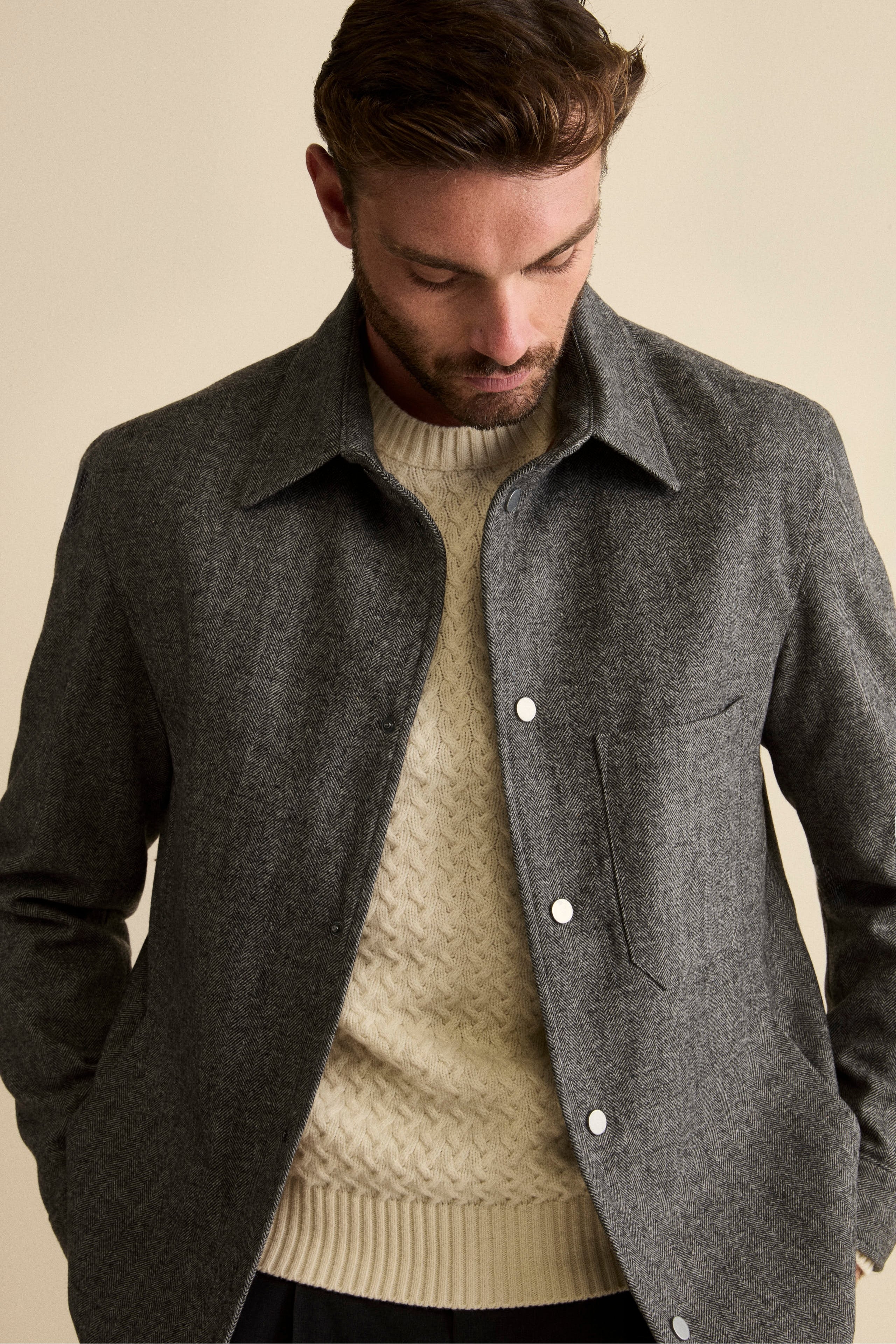 Giubbino Overshirt in Misto Lana - GRIGIO SPIGATO