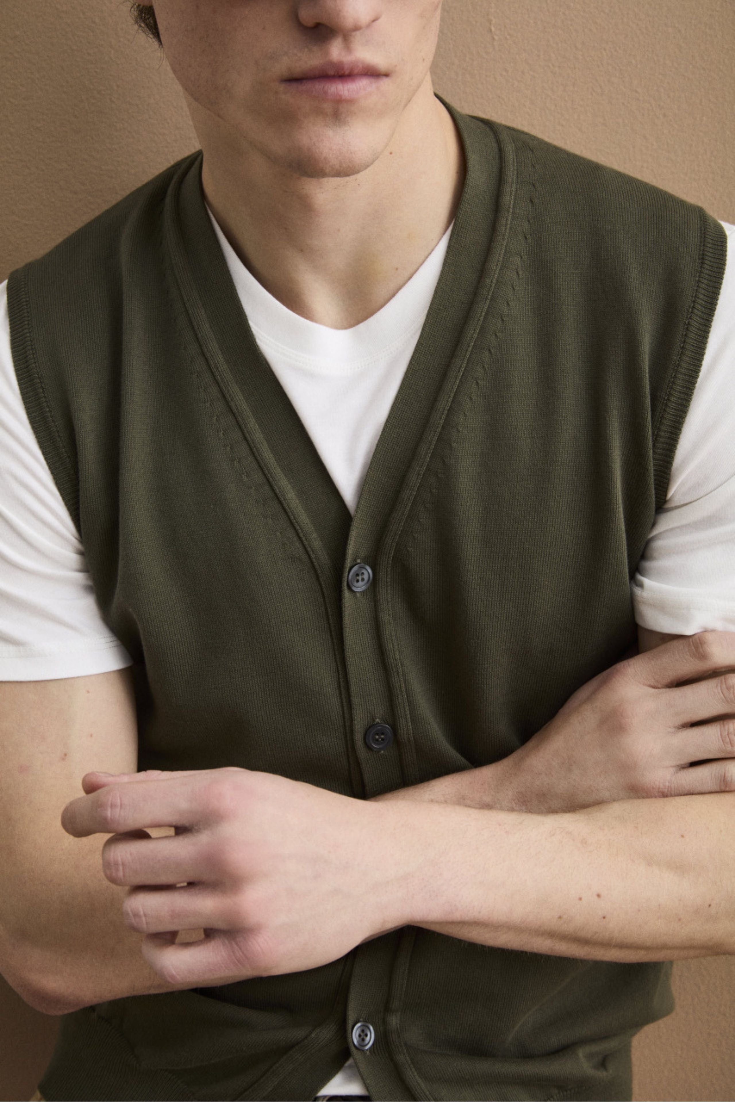 Gilet Scollo a V con Bottoni in Cotone - MUSCHIO