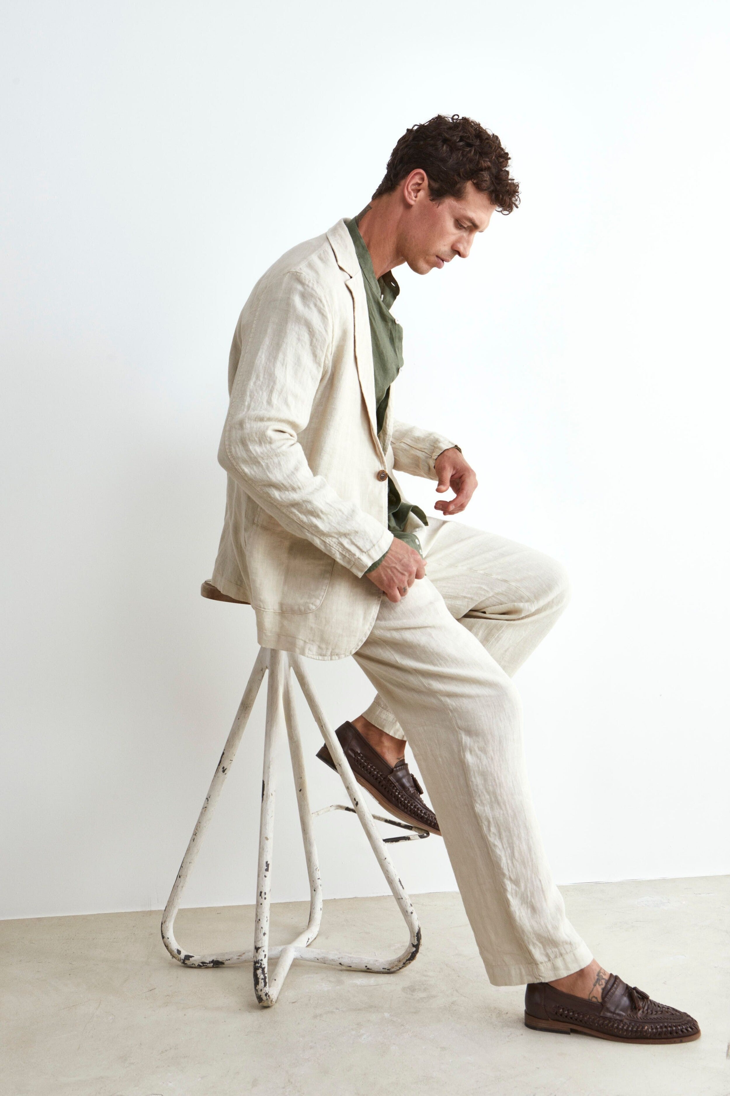 Pantalone in Lino con Coulisse - BEIGE