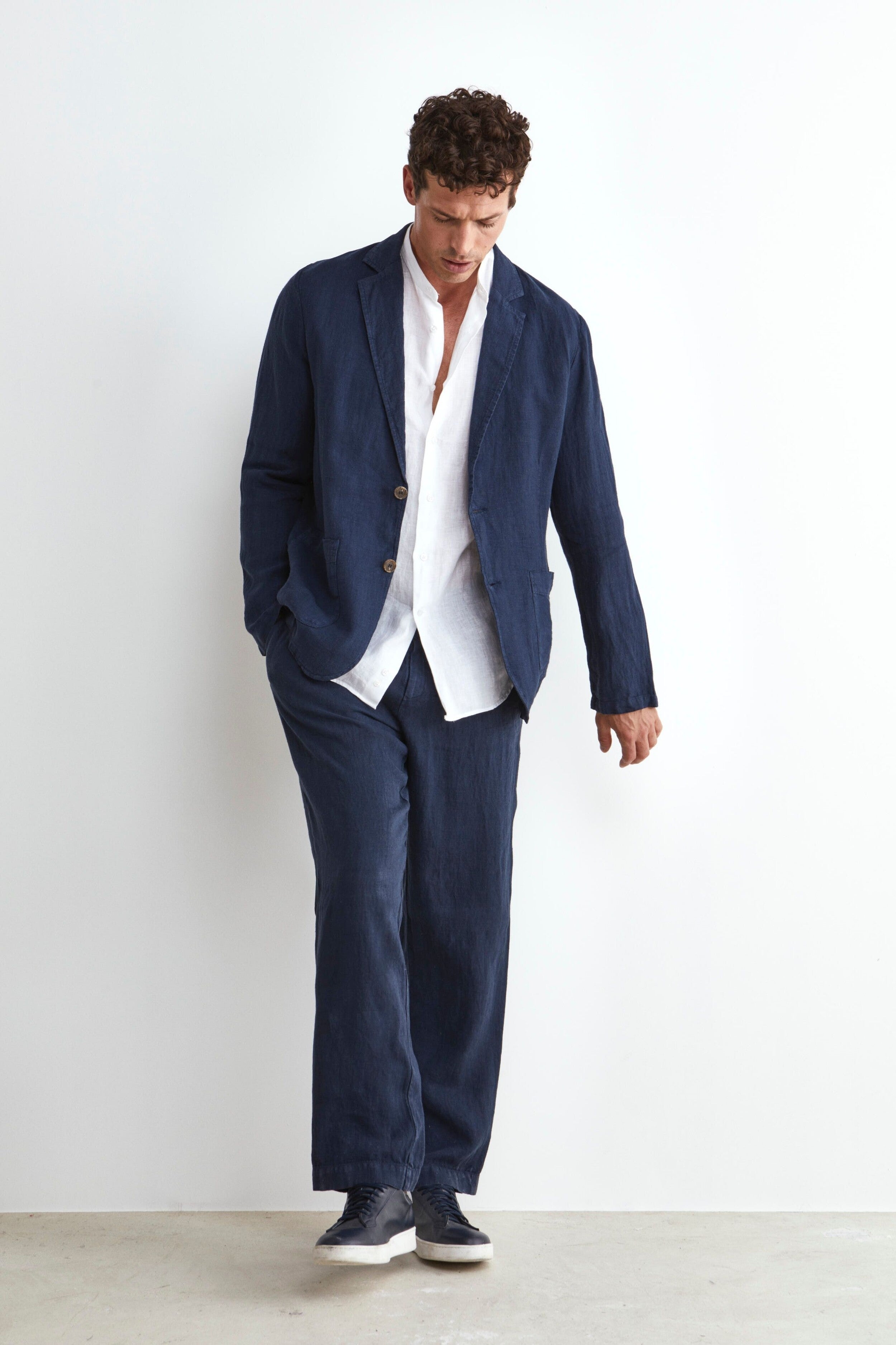 Pantalone in Lino con Coulisse - BLU NOTTE