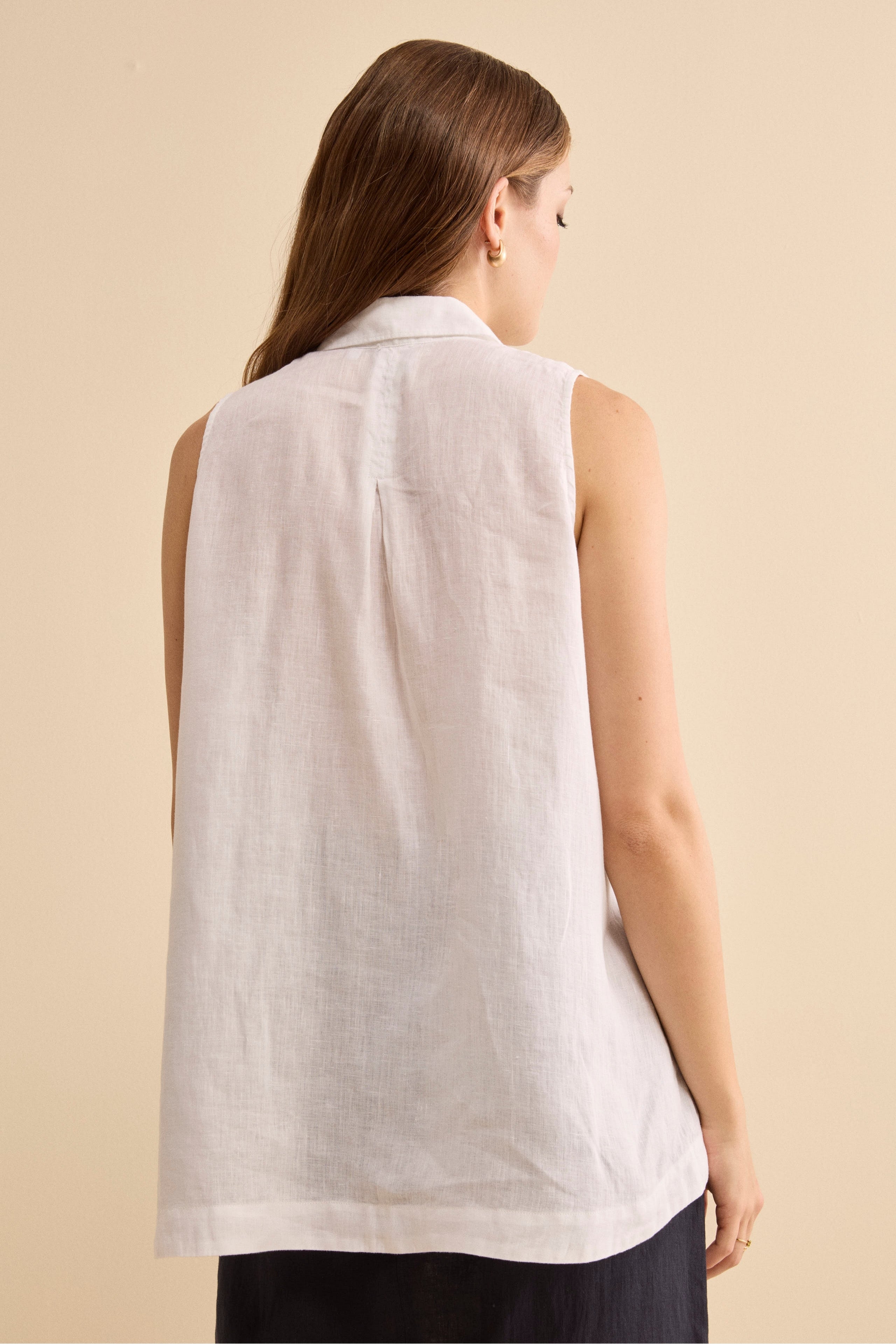 Camicia Over Smanicata in Lino - BIANCO