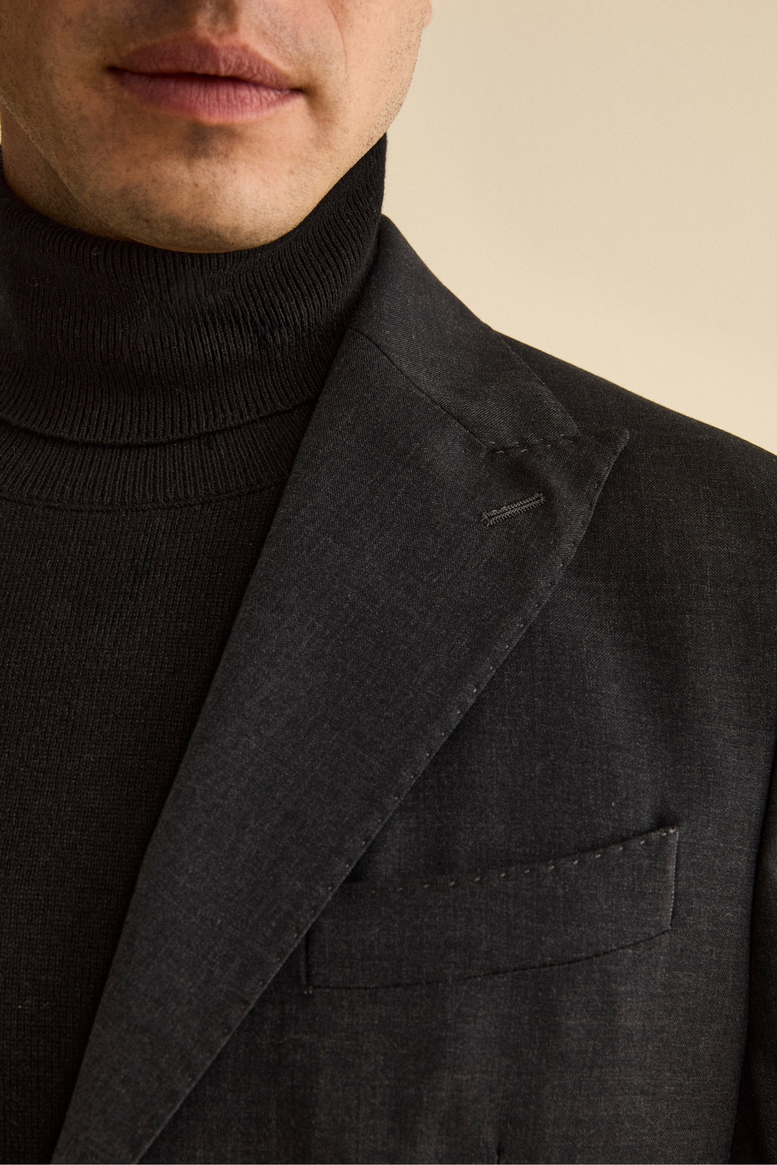 Abito Slim Fit Monopetto Revers a Lancia in Lana Vergine - ANTRACITE