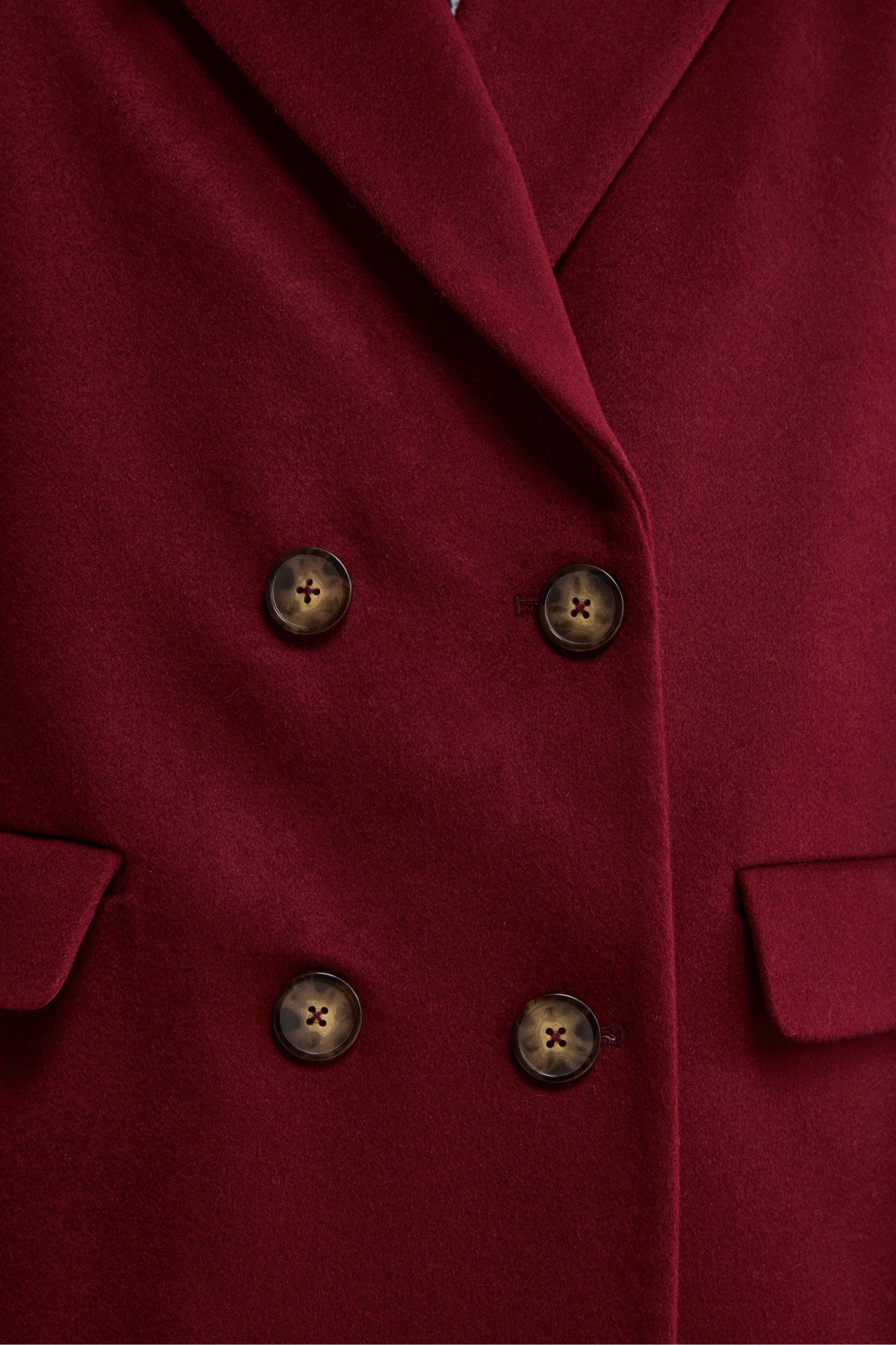 Cappotto Midi Doppiopetto in Misto Lana e Cashmere - BORDEAUX