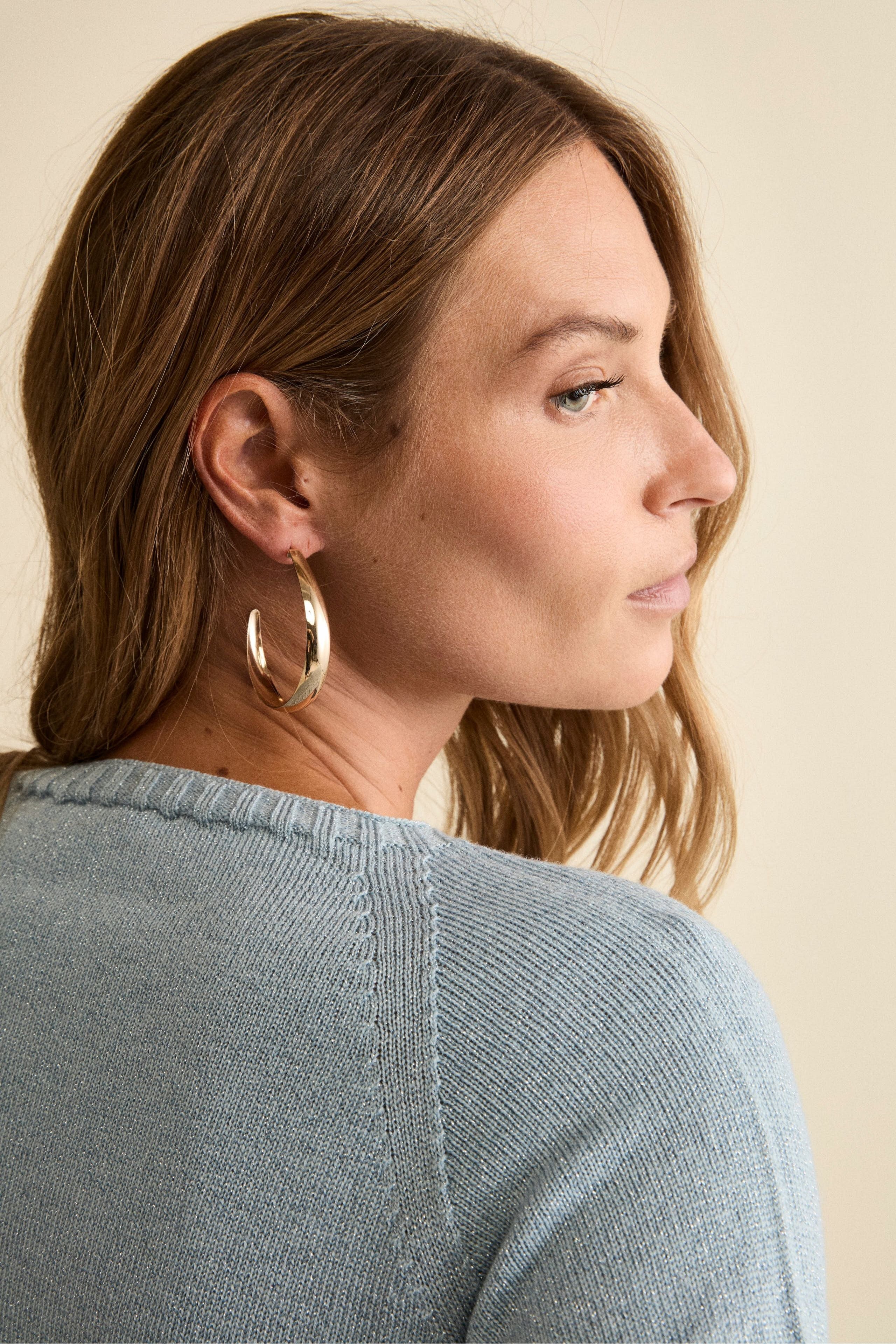 Maglia Lurex Girocollo in Lana Merino - AZZURRO