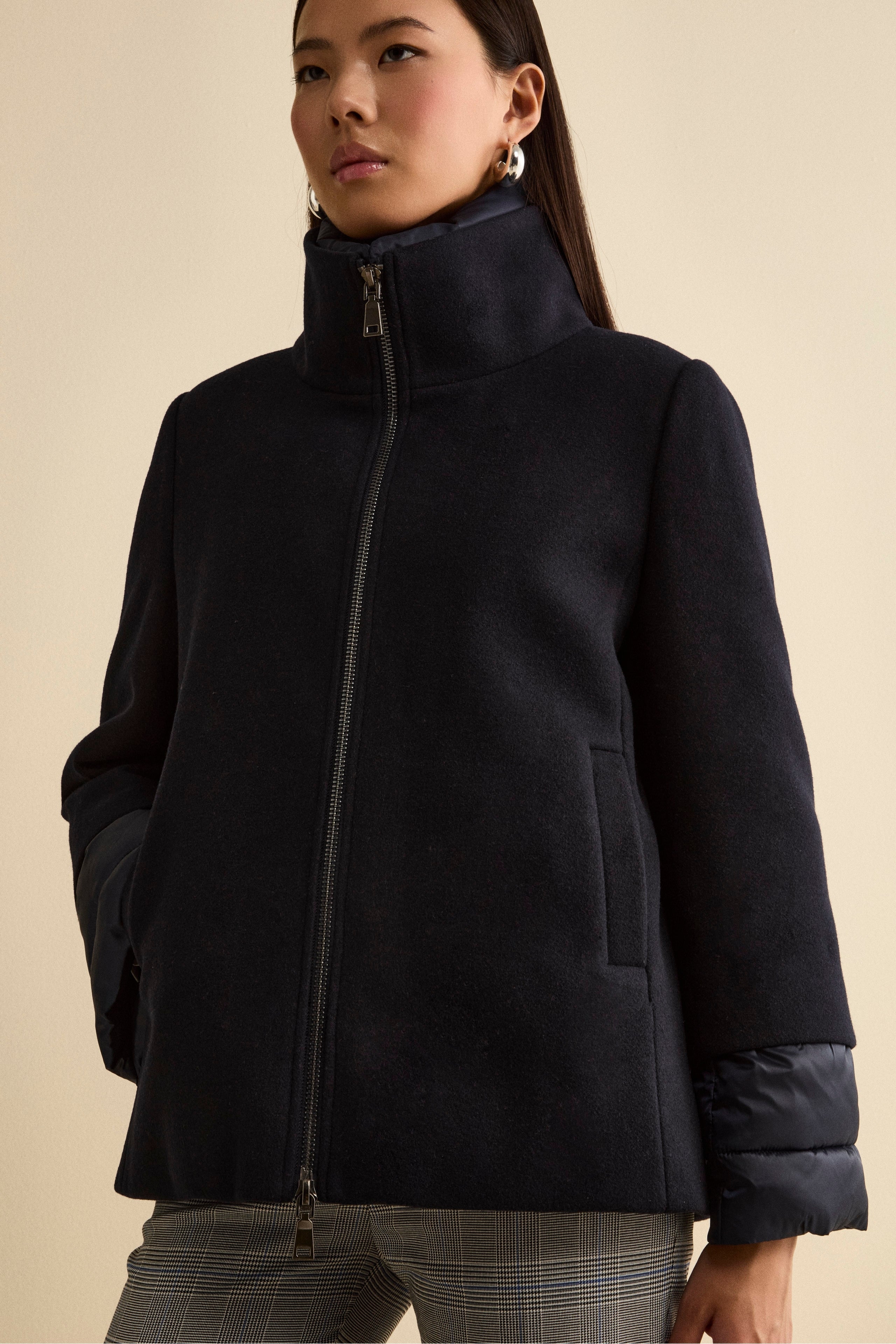 Giubbotto Imbottito Svasato con Zip - BLU