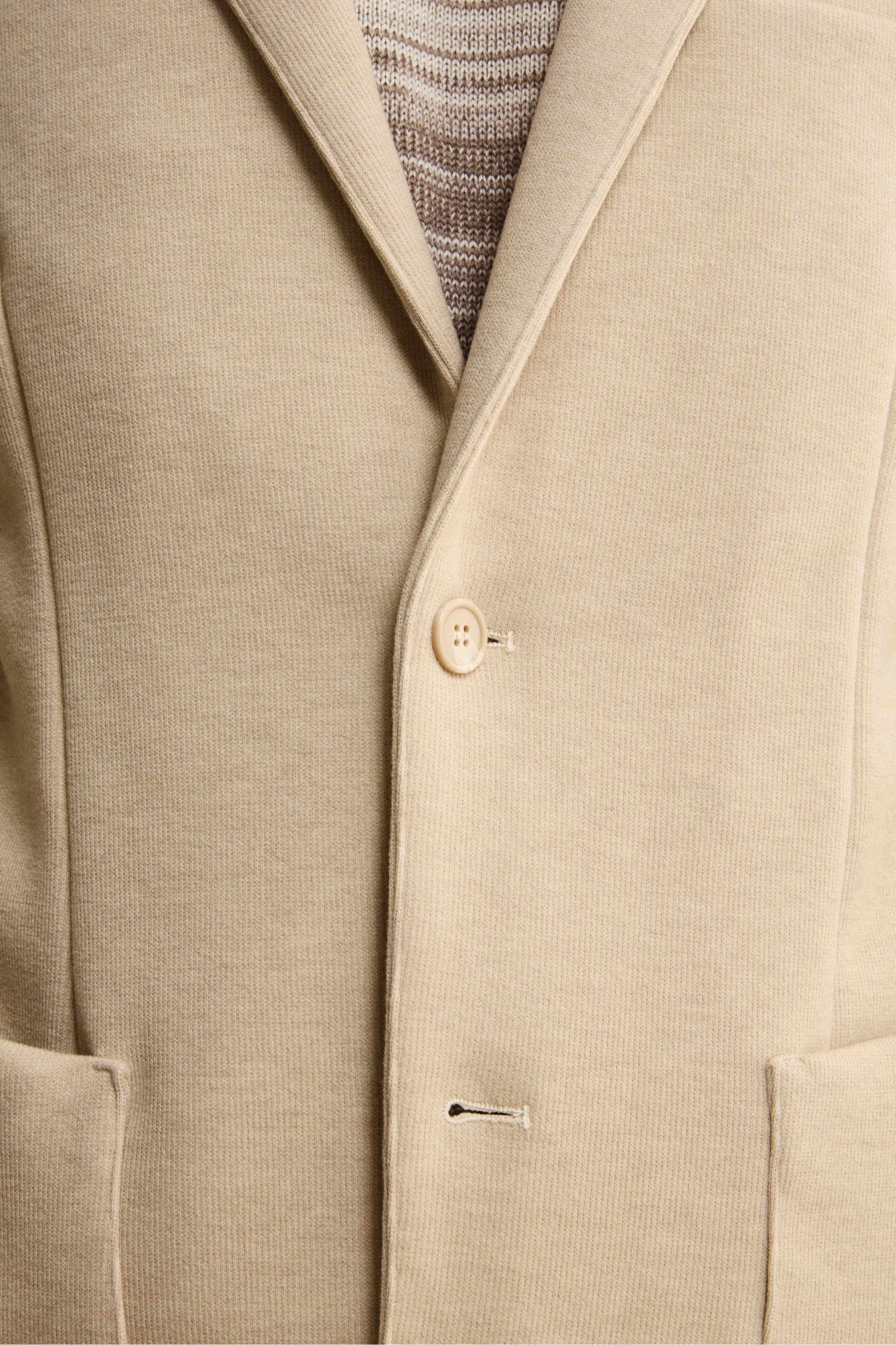 Giacca Monopetto Semifoderata in Jersey - NATURALE