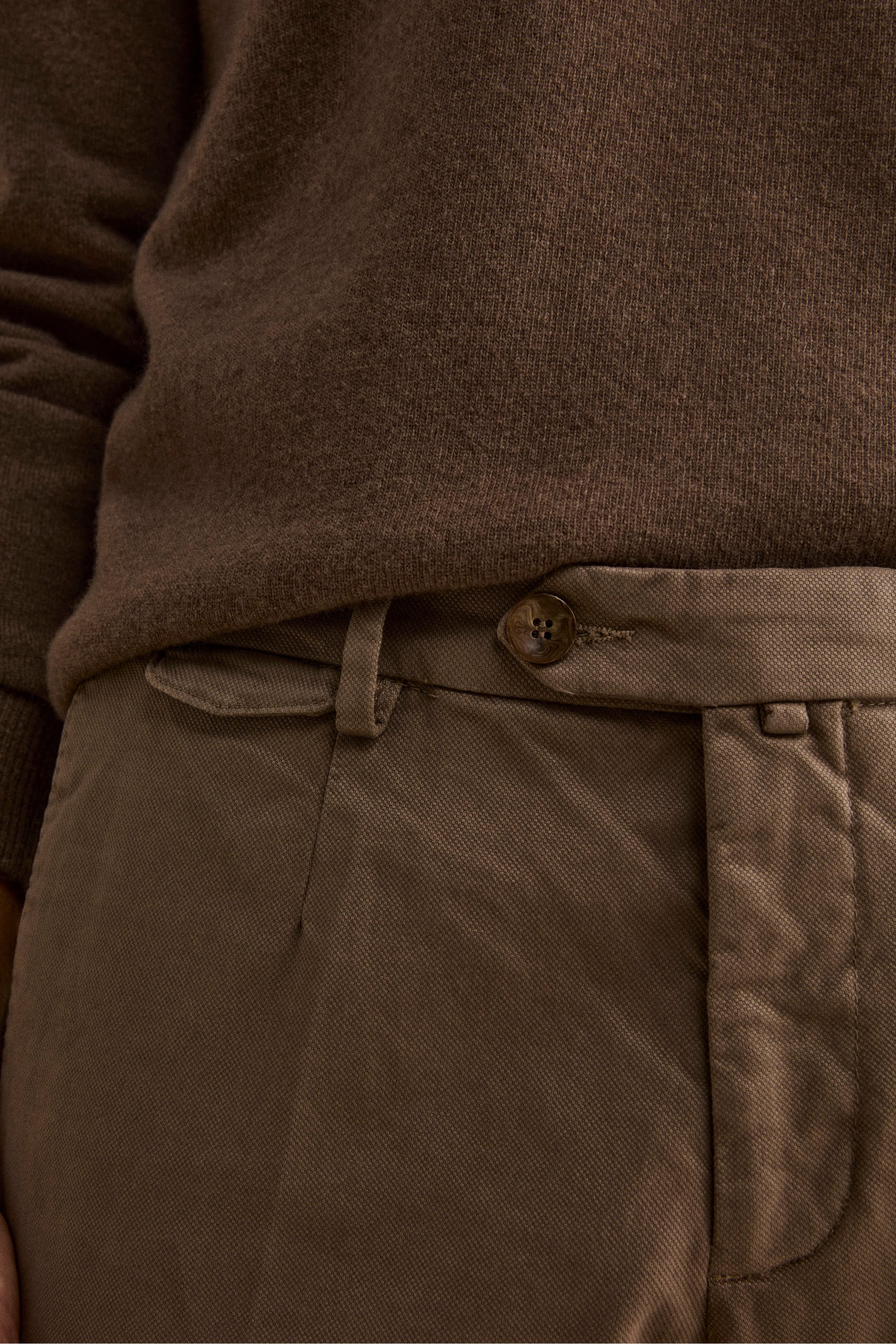 Pantalone Slim Fit in Cotone Armaturato - FANGO