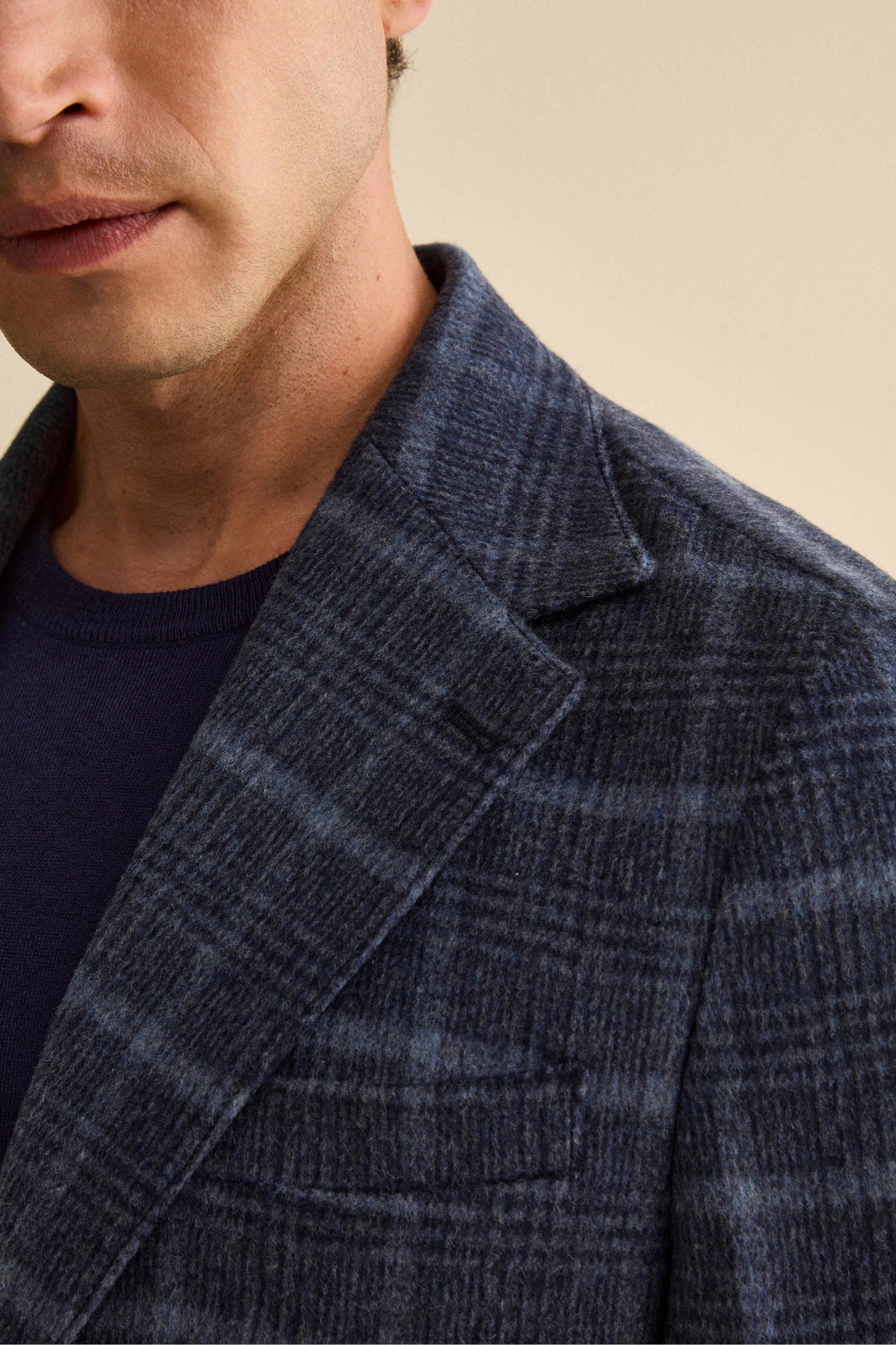 Giacca Check Destrutturata in Misto Lana - BLU